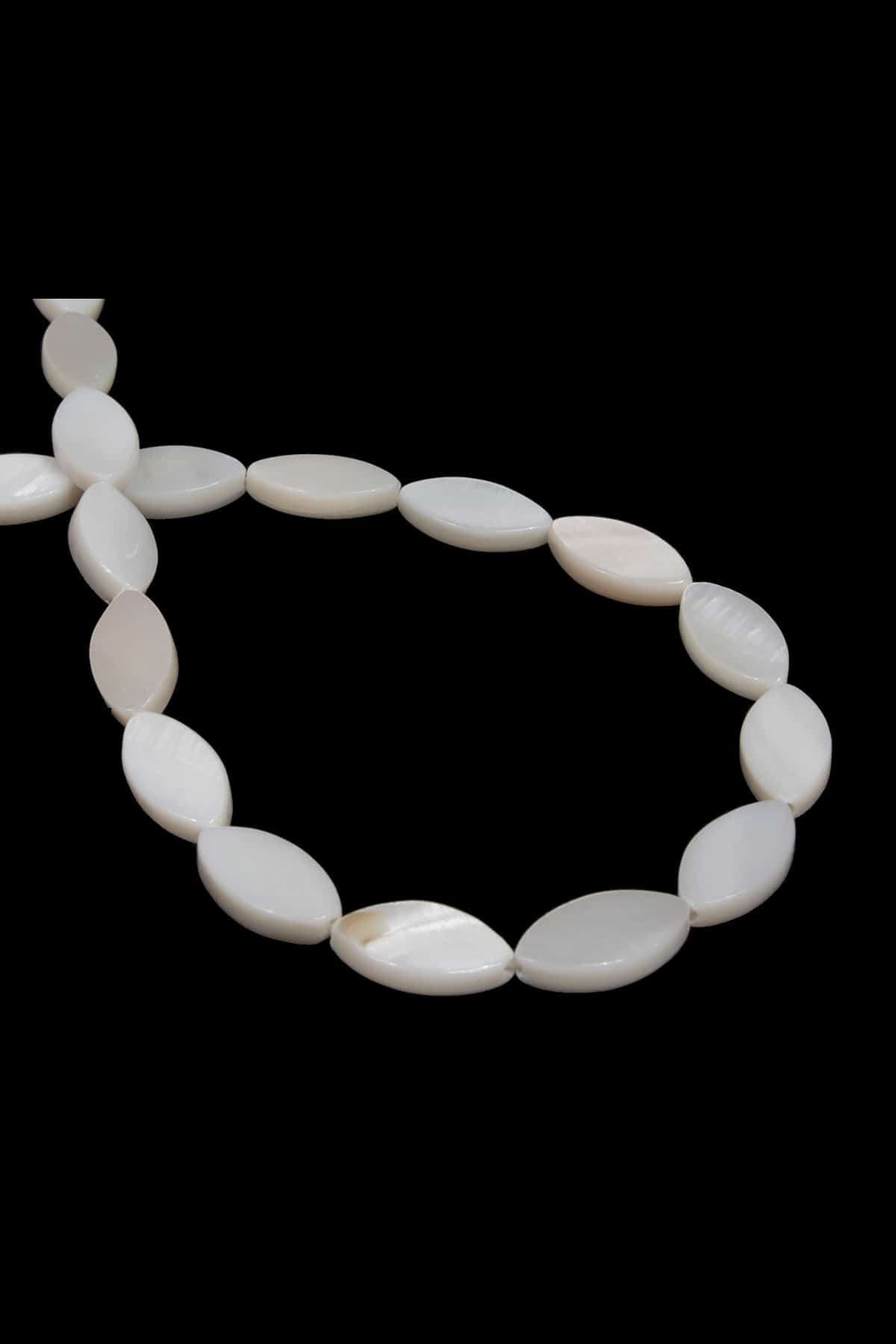 Sedef Doğal Taş Parlak Beyaz Oval Göz Kesim 7x14x4mm Dizi [Ab+]
