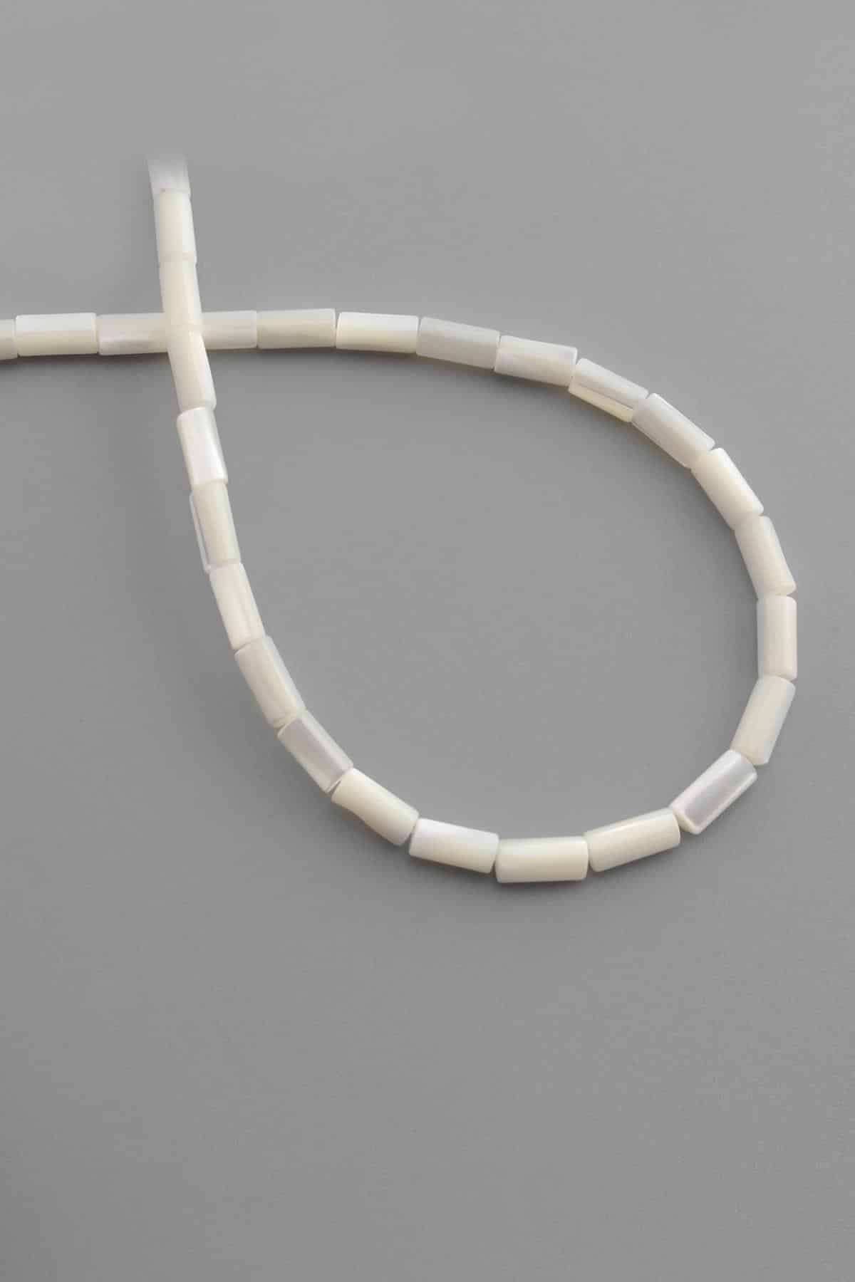 Sedef Taşı Parlak Beyaz Silindir Kesim 4x8mm Dizi [AA]