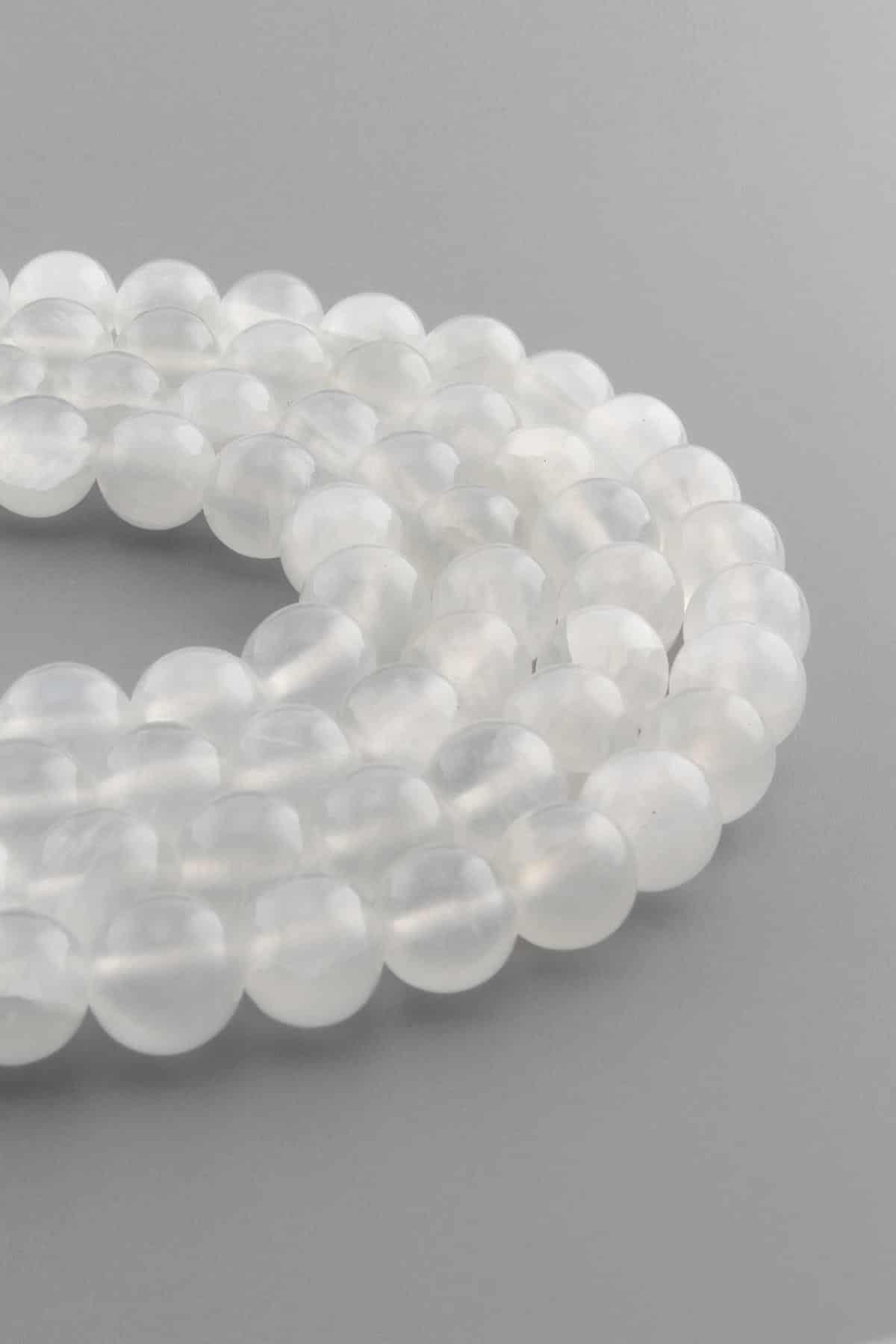 Selenit Taşı Parlak Küre Kesim 10mm Dizi AB