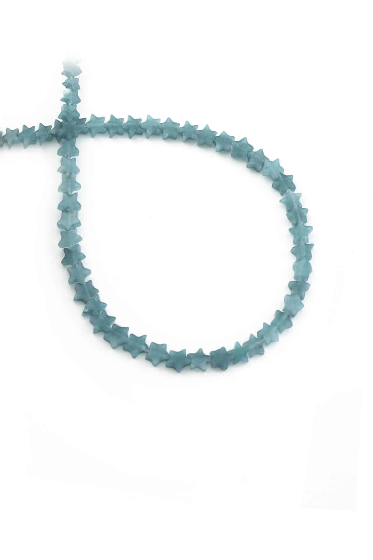 Akuamarin Sıkma Doğal Taş Parlak Yıldız Kesim 6mm Dizi [B+]