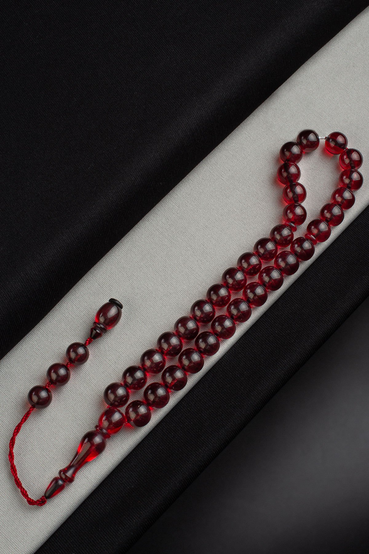 Sıkma Ateş Kehribar Küre Kesim 11mm 33 Lu Tesbih