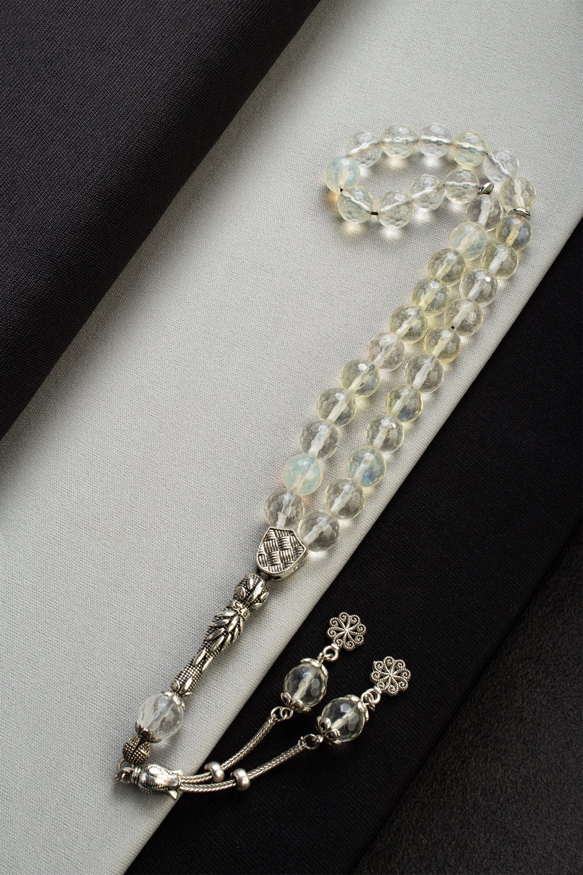 Sıkma Doğal Taş Faset Küre Kesim 33 lu 10 mm Tesbih