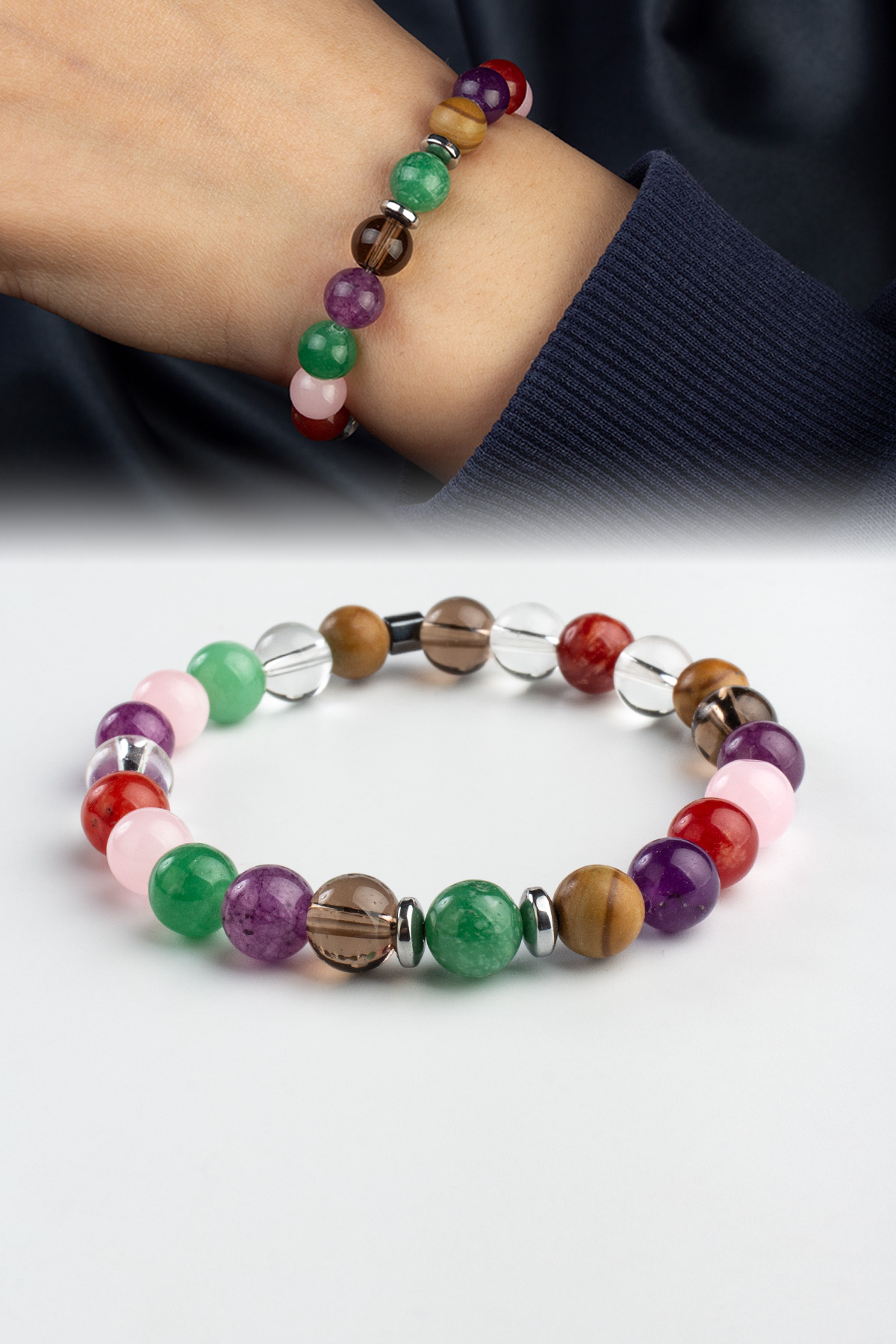 Çakra Doğal Taş Küre Kesim Karışık 8mm Bileklik