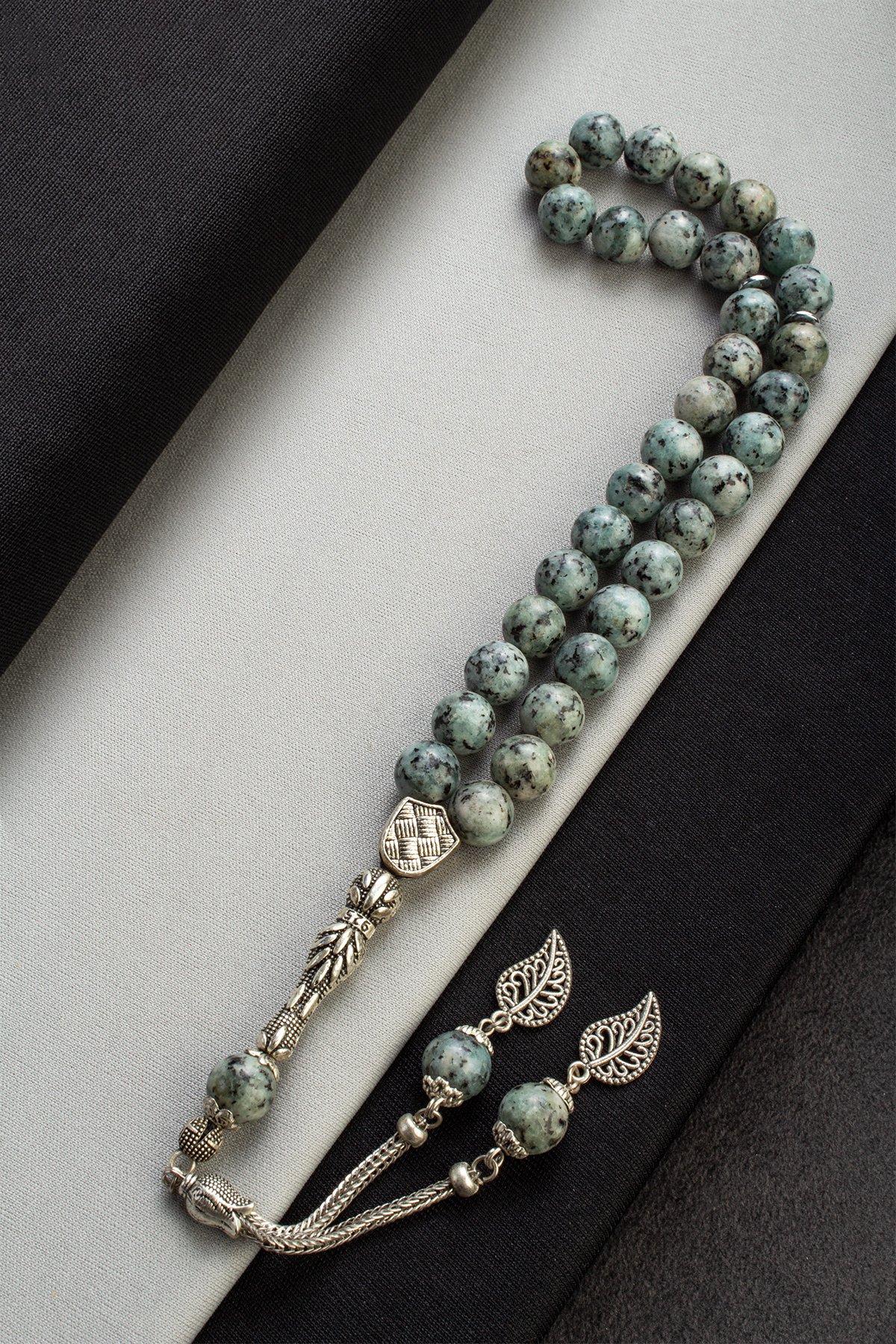 Sıkma Doğal Taş Mavi Küre Kesim 33 lu 10mm Tesbih