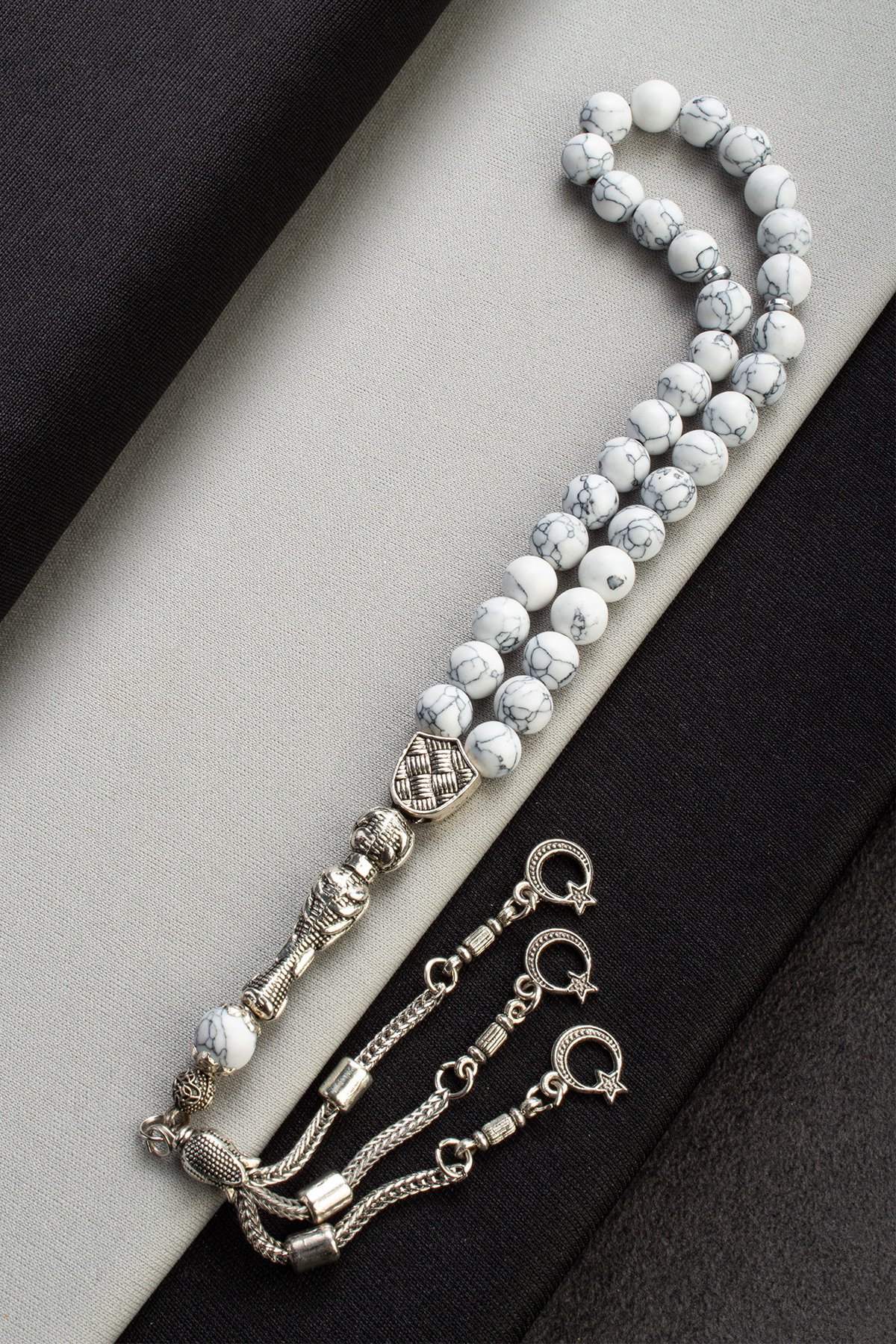 Sıkma Havlit Doğal Taş Küre Kesim 33 lu 8mm Tesbih