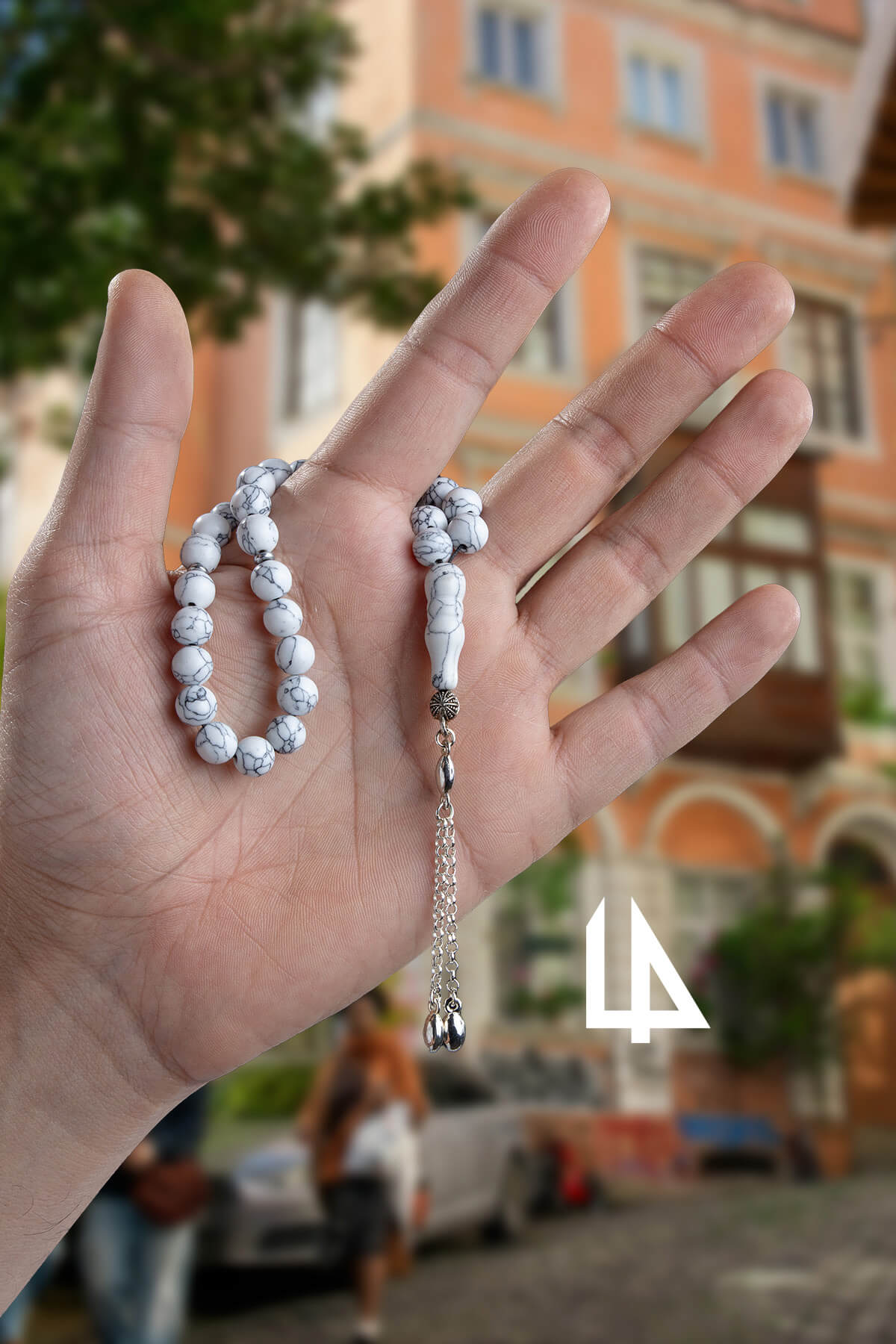 Sıkma Havlit Doğal Taş Küre Kesim 33 lü 8mm Tesbih