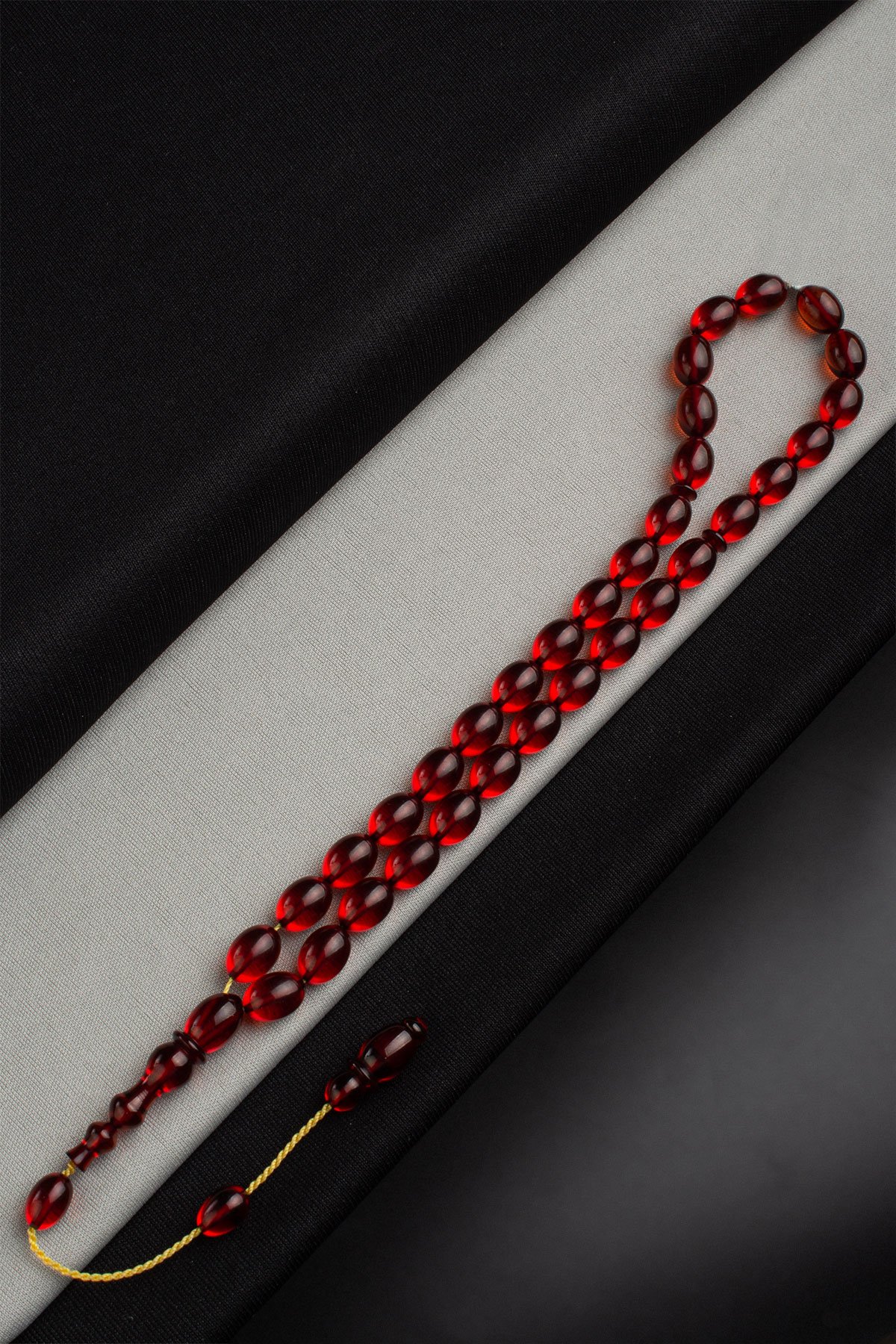 Sıkma Kehribar Kahverengi Arpa Kesim 7x13mm 33 Lu Tesbih