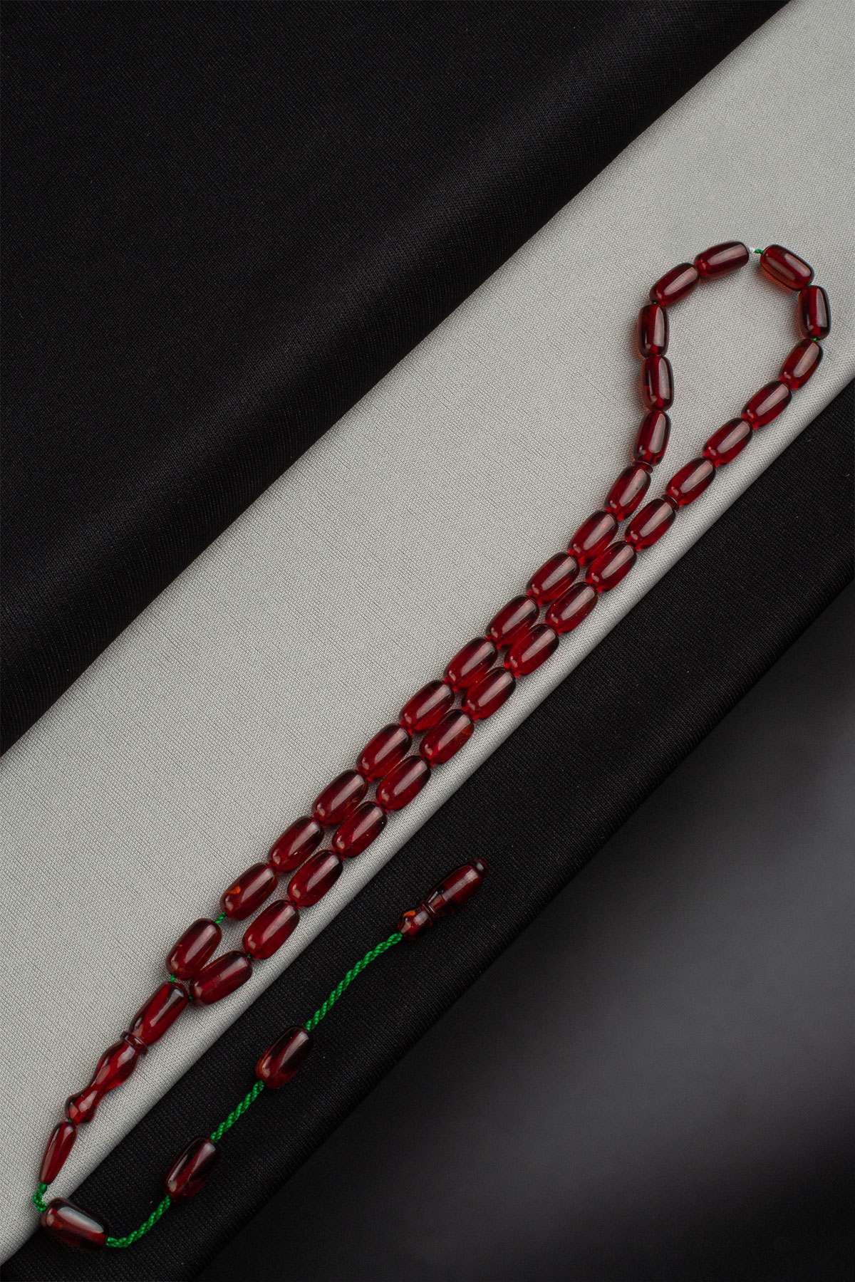 Sıkma Kehribar Kızıl Kapsül Kesim 7x13mm 33 Lu Tesbih