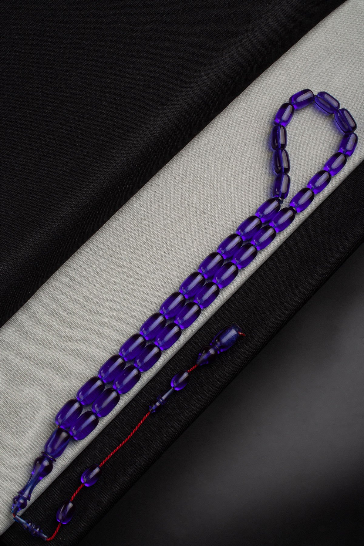 Sıkma Kehribar Mavi Kapsül Kesim 8x11 33 Lu Tesbih