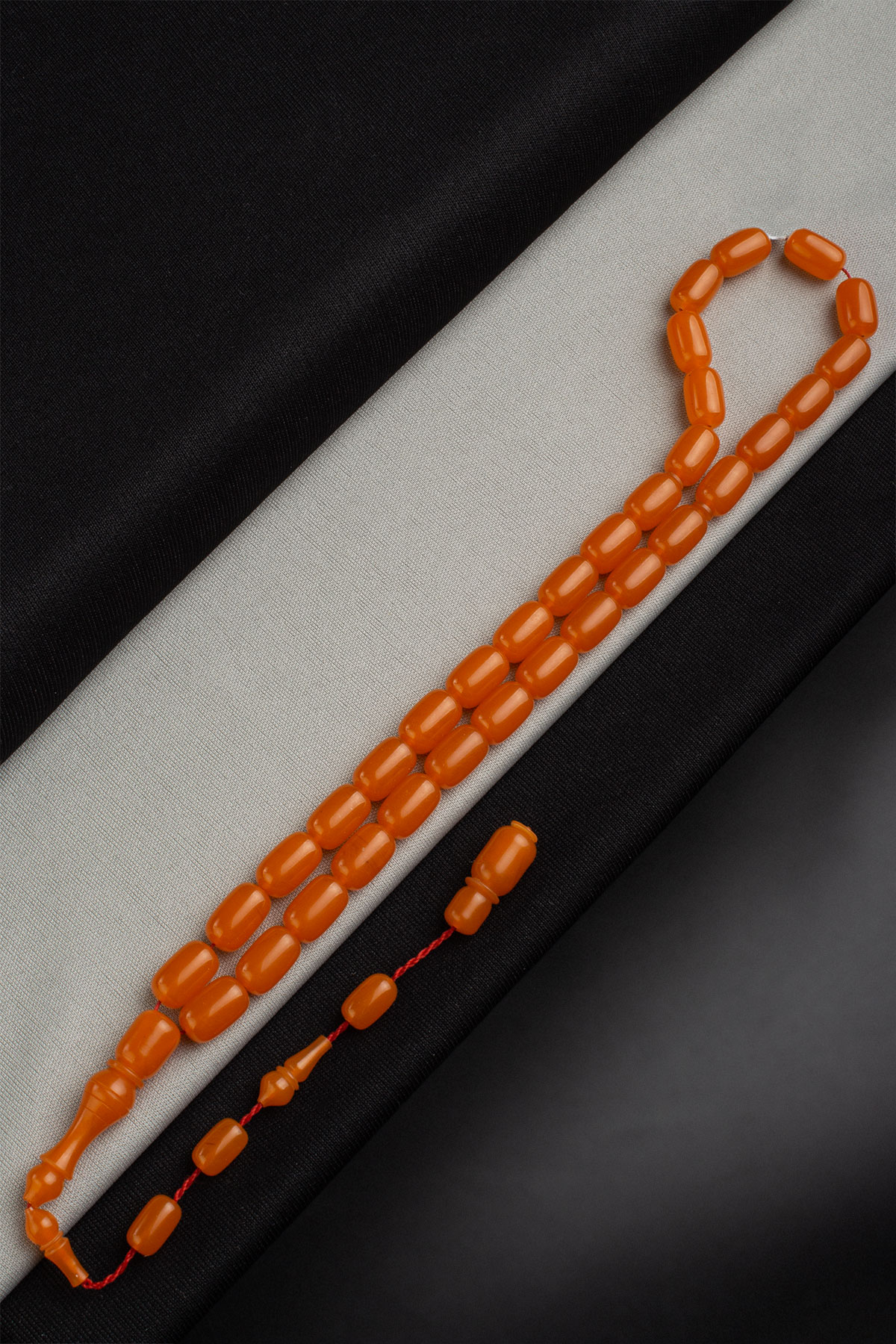 Sıkma Kehribar Turuncu Kapsül Kesim 8x11 33 Lu Tesbih