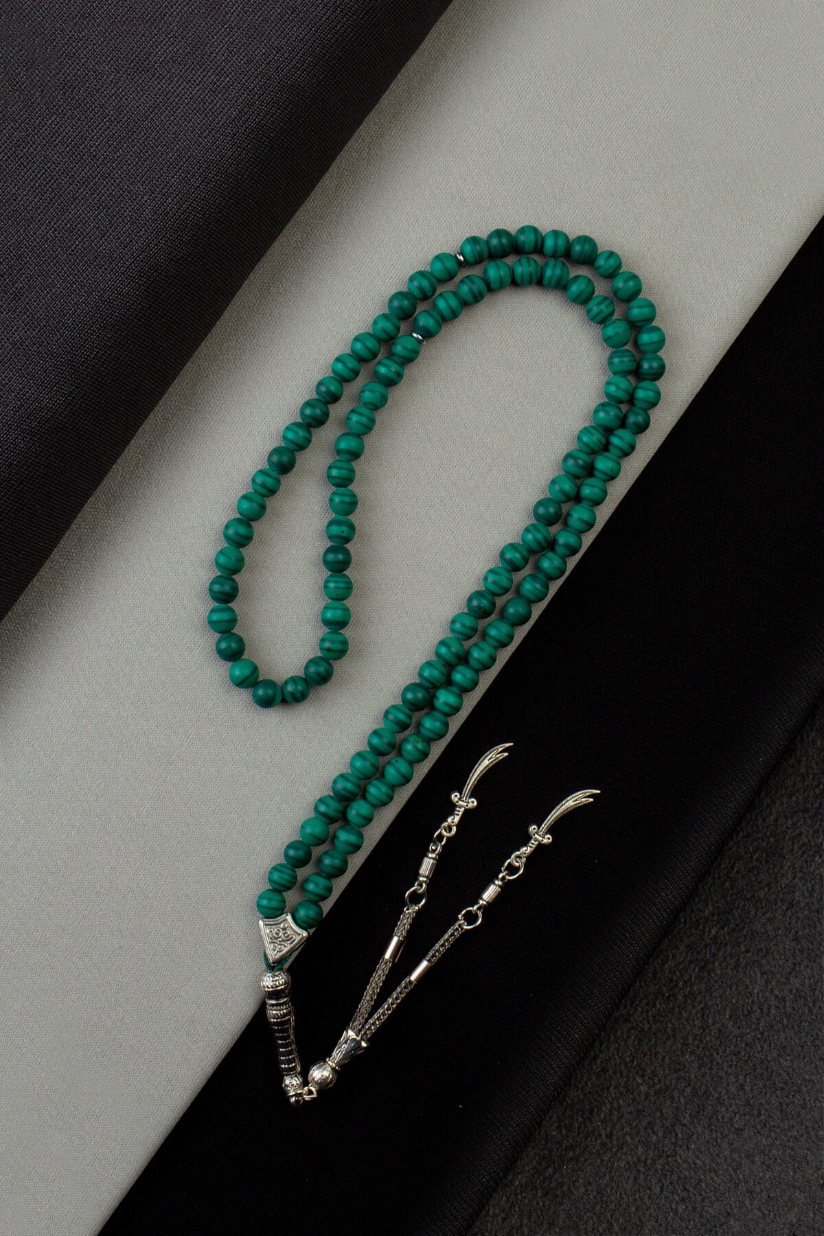 Sıkma Malakit Doğal Taş Küre Kesim Yeşil 99lu 6mm Tesbih