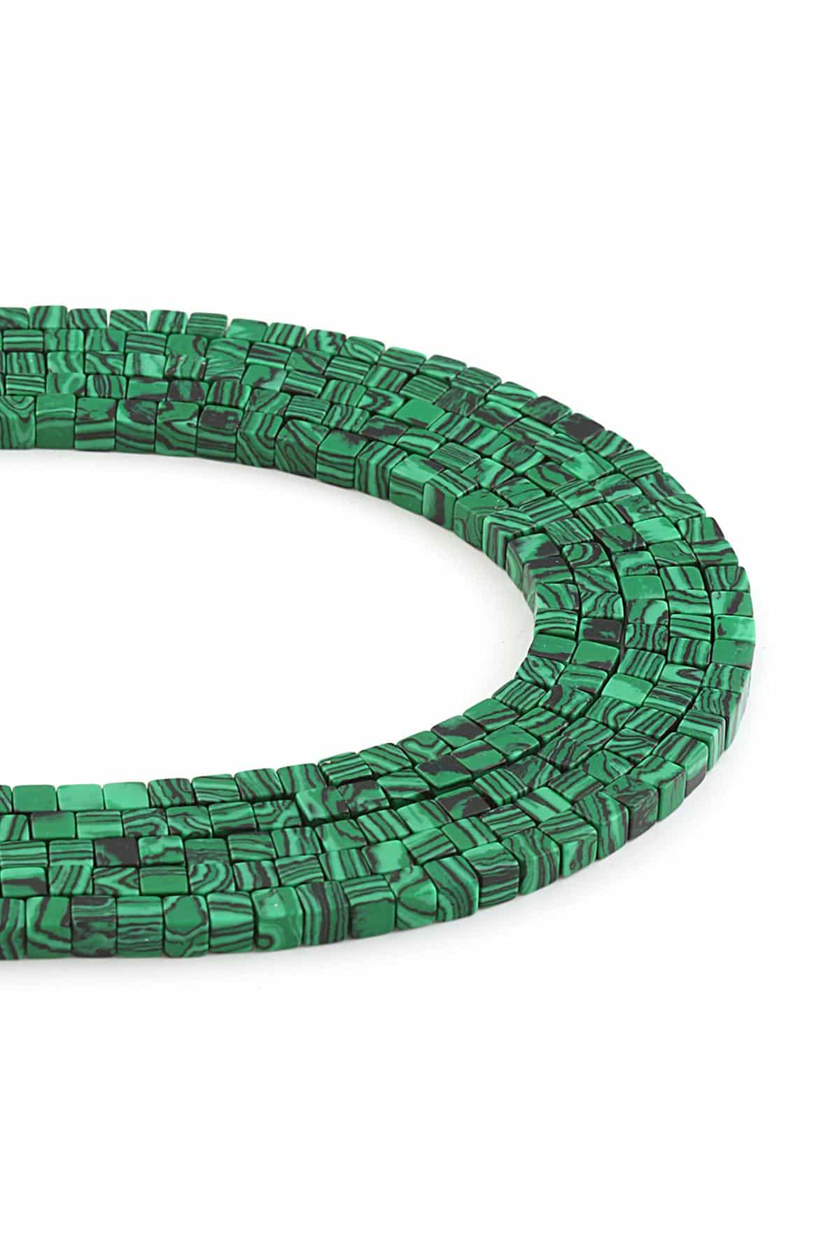 Sıkma Malakit Parlak Küp Kesim 4x4mm Dizi