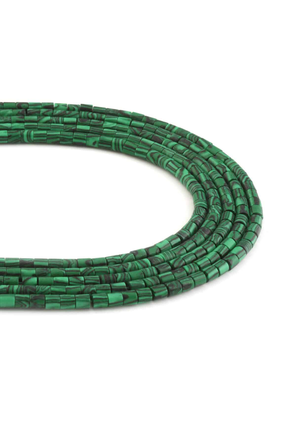 Malakit Sıkma Taşı Parlak Silindir Kesim 4x4mm Dizi [B+]
