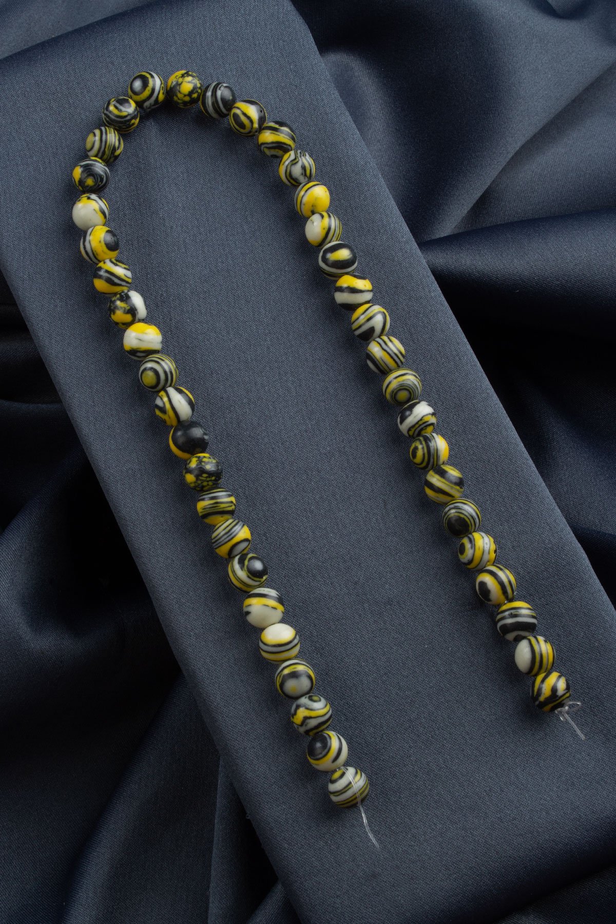 Sıkma Malakit Doğal Taş Siyah Sarı Küre Kesim 10mm Dizi [B+]