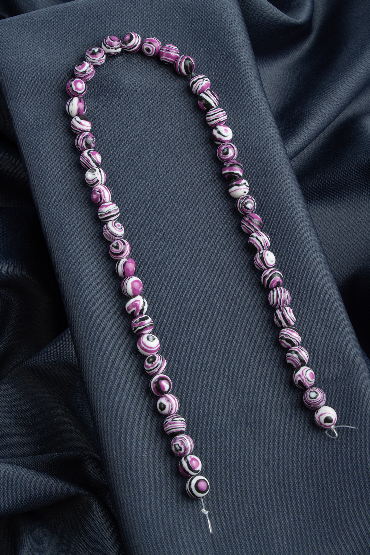 Sıkma Malakit Mor Beyaz Küre Kesim 8mm Dizi [B+]