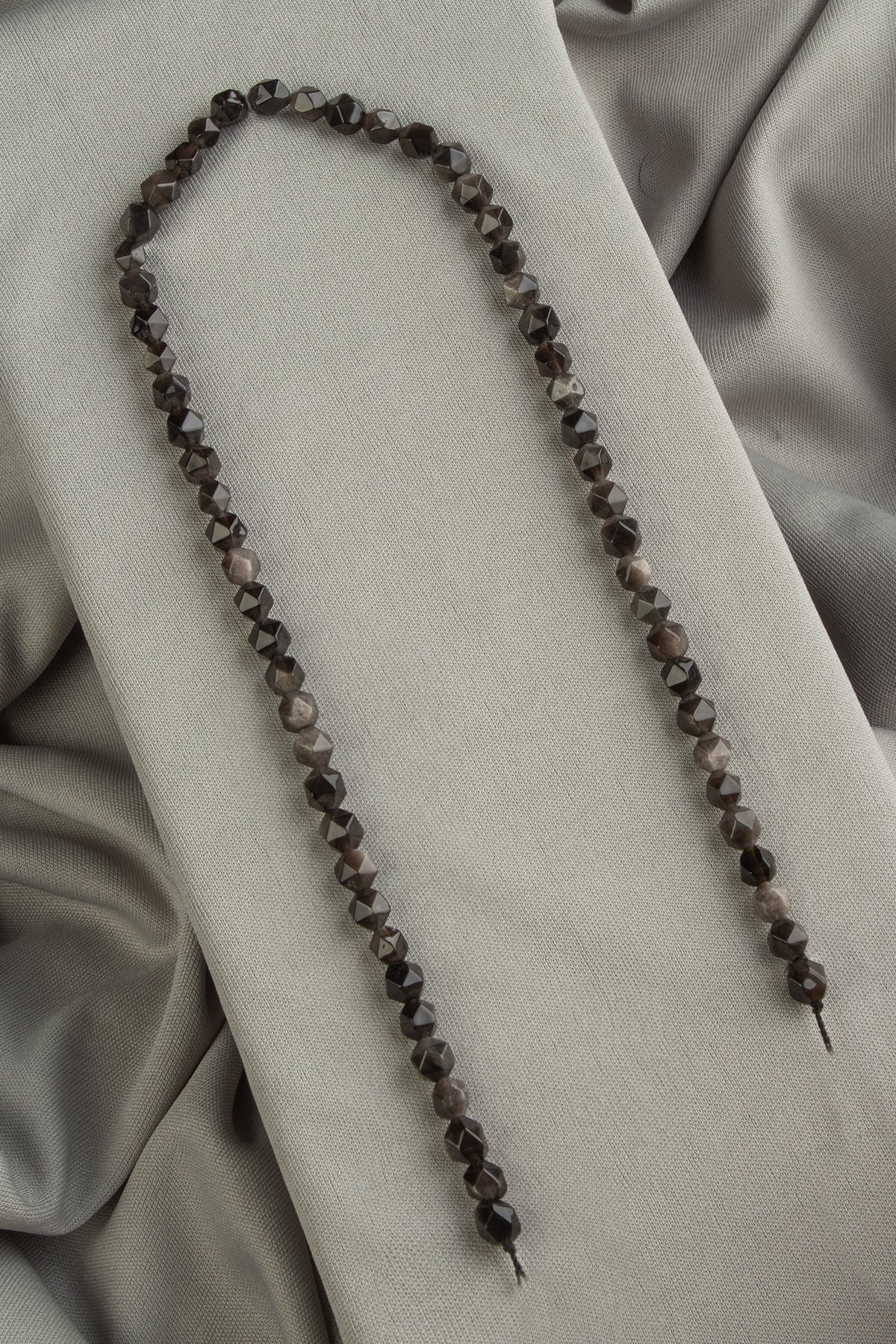 Cylinder Obsidian Natural Stone Globe Cut 6mm String Of Beads