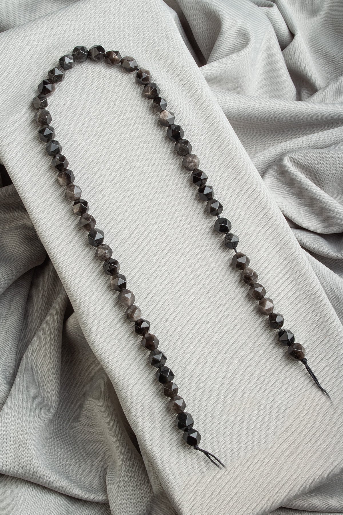 Cylinder Obsidian Natural Stone Globe Cut 8mm String Of Beads