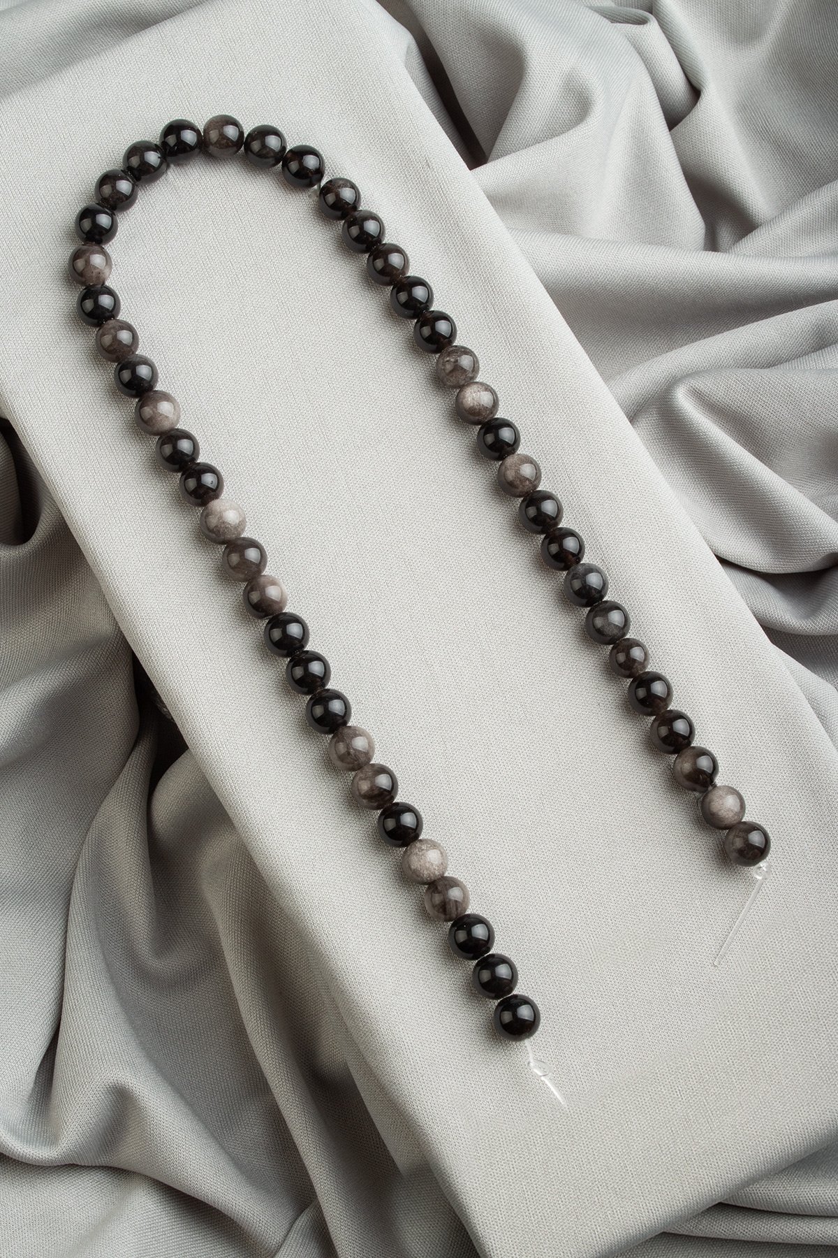 Cylinder Obsidian Natural Stone Shiny Globe Cut 8mm String Of Beads