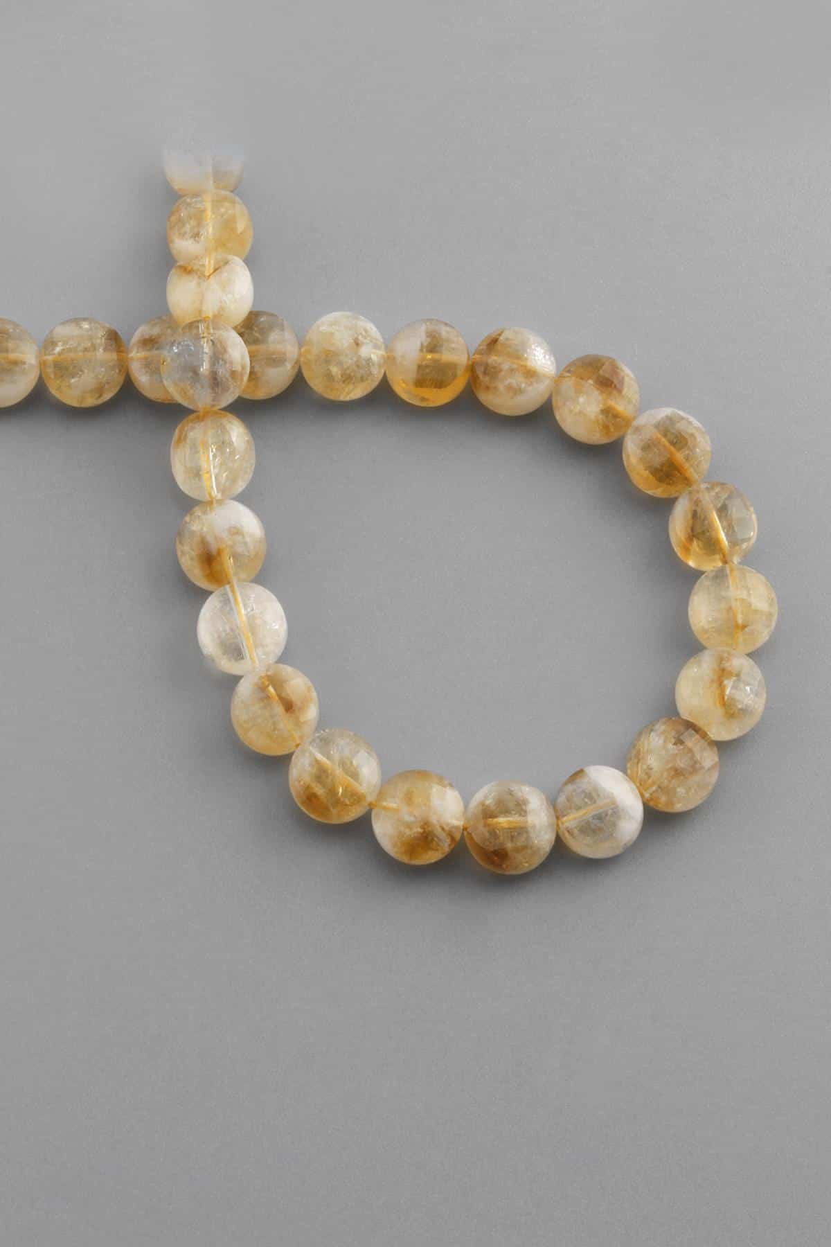 Citrine Natural Stone Circle Facet Cut 10mm String Of Beads