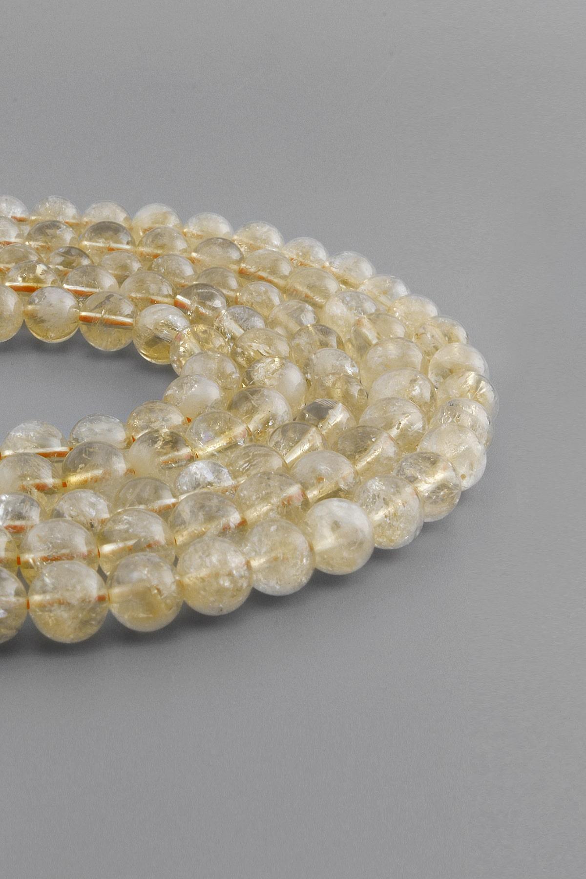 Citrine Natural Stone Globe Cut 8mm String Of Beads