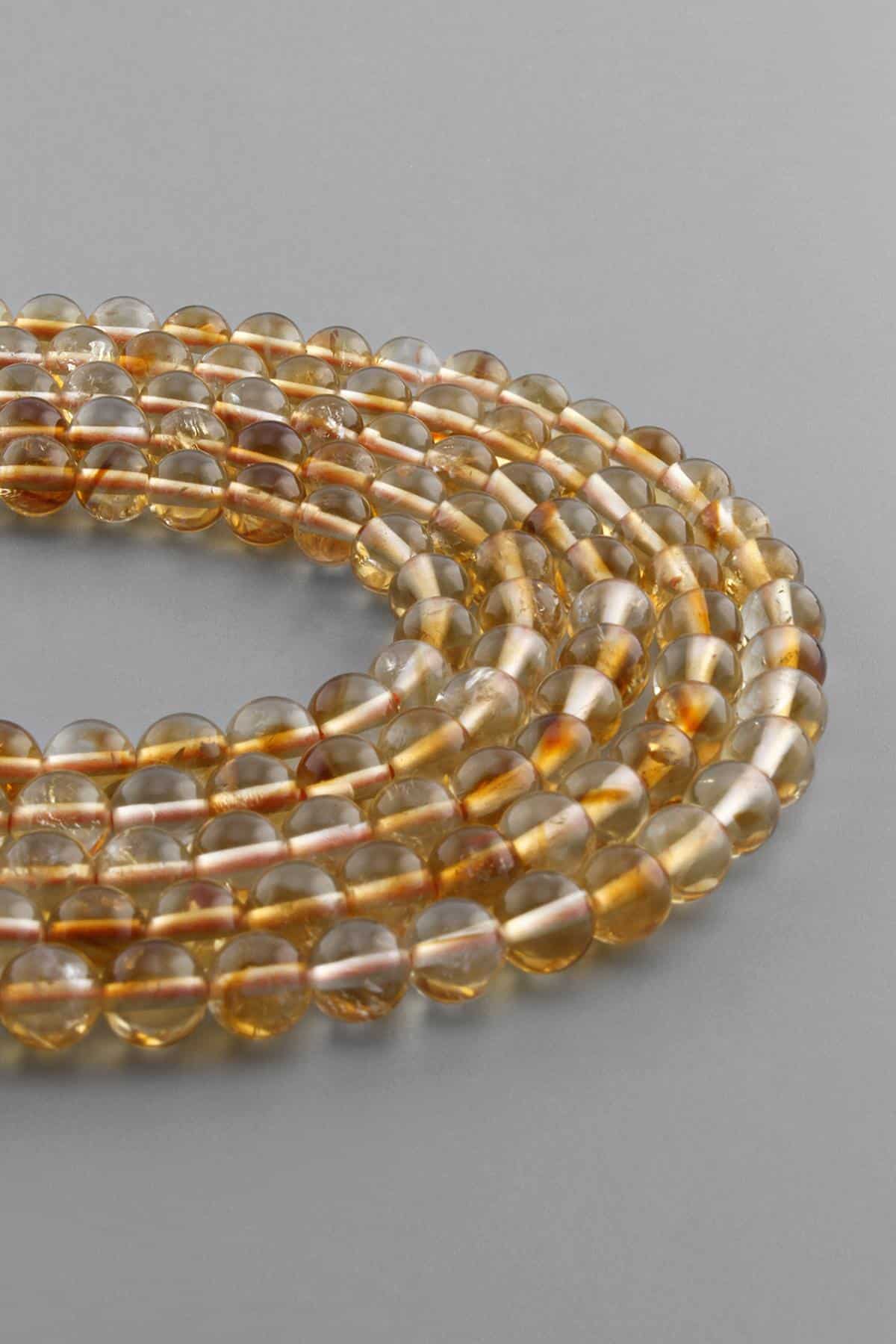 Citrine Natural Stone Shiny Globe Cut 6mm String Of Beads [AA]