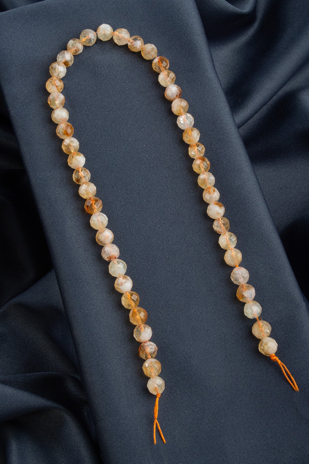 Citrine Natural Stone Shiny Globe Crystal Cut 8mm String Of Beads