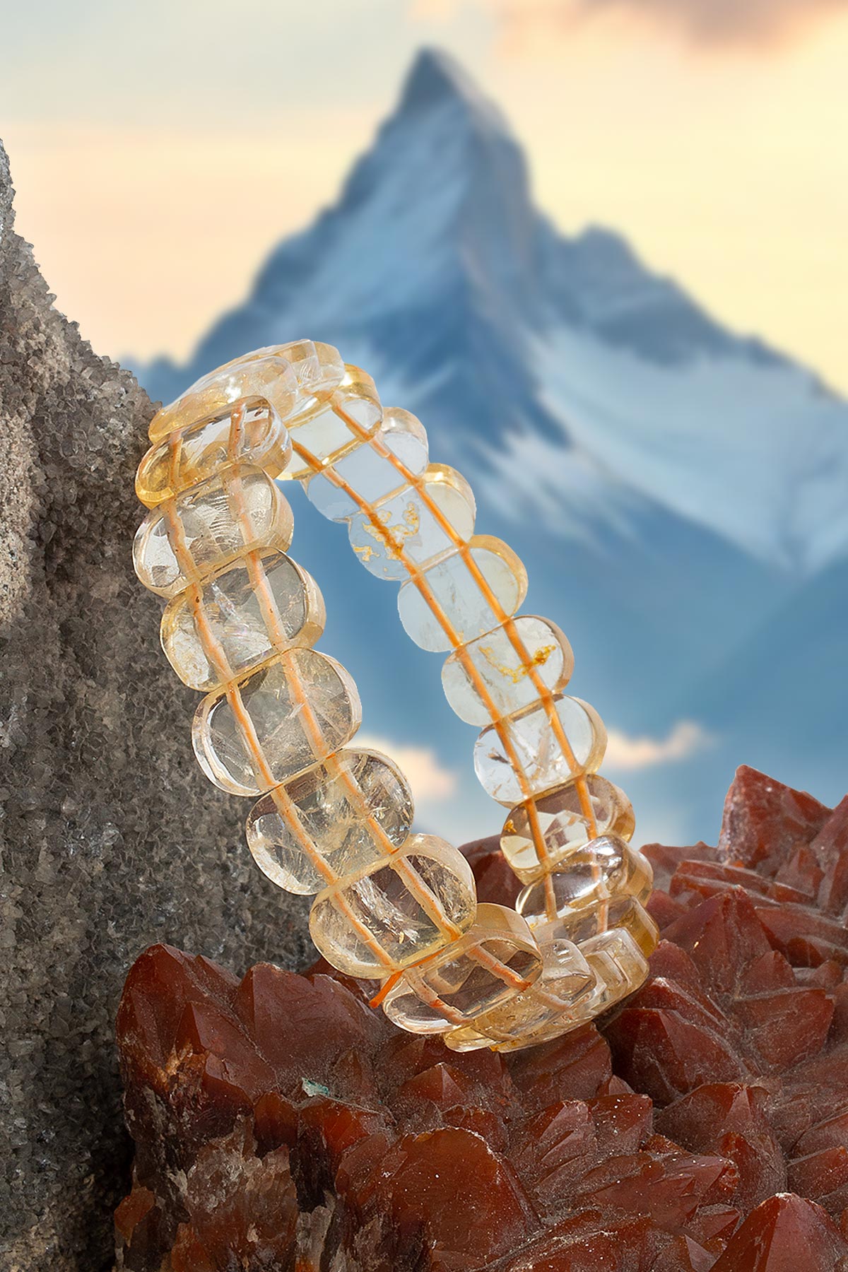 Sitrin Doğal Taş Parlak Oval Faset Kesim Roleks 11x15mm Bileklik AA