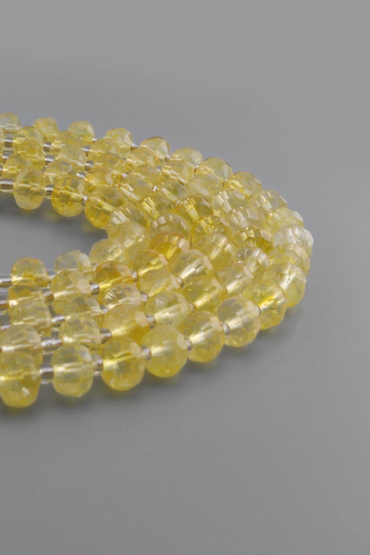 Citrine Natural Stone Shiny Dore Facet Cut 8x7mm String Of Beads