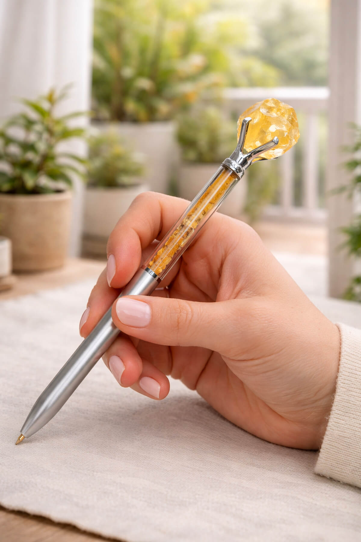 Sitrin Taşı Ham Kütle Doğal Taş Tükenmez Kalem