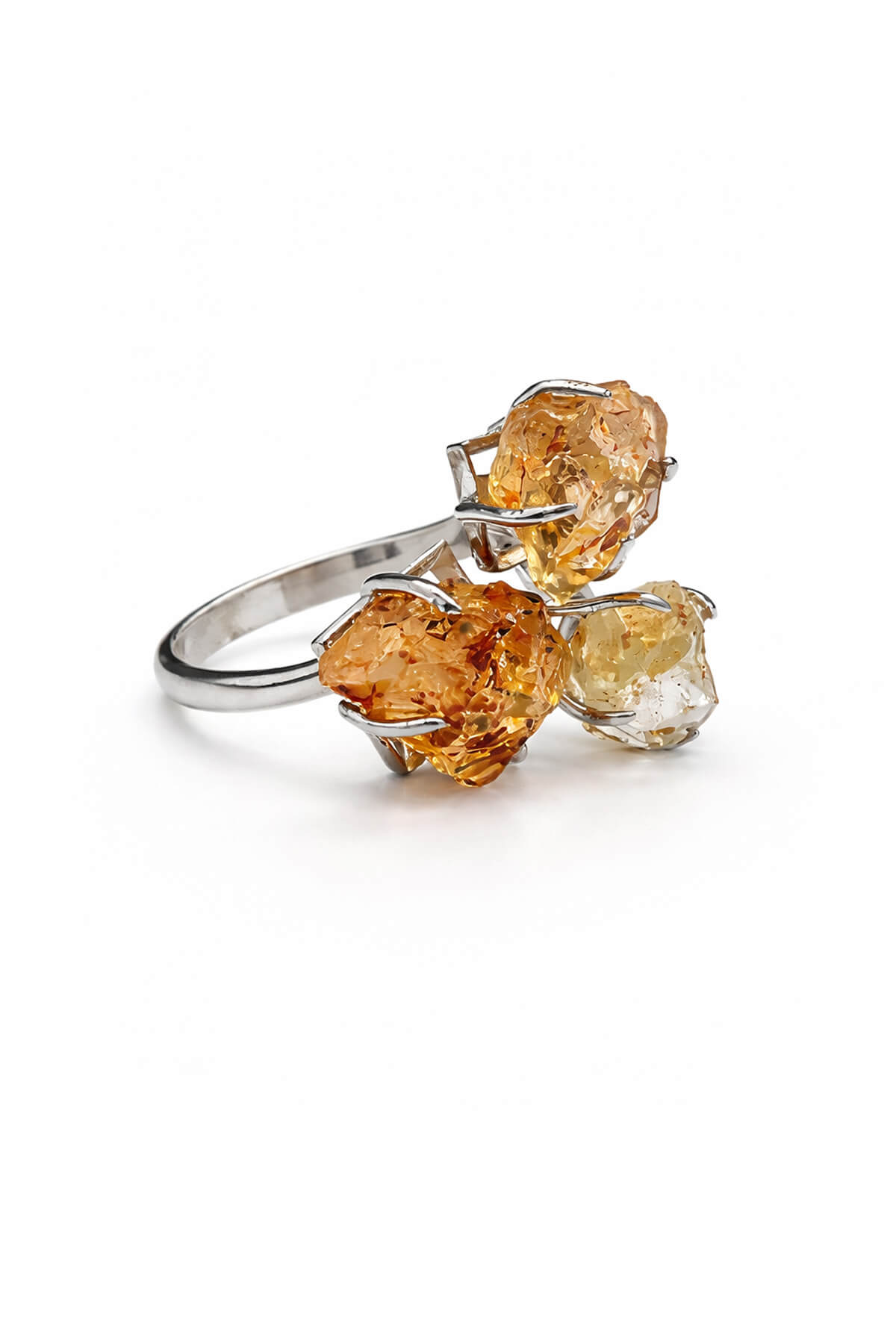 Sitrin Taşı Ham Kütle Kesim Çelik Ayarlanabilir Yüzük