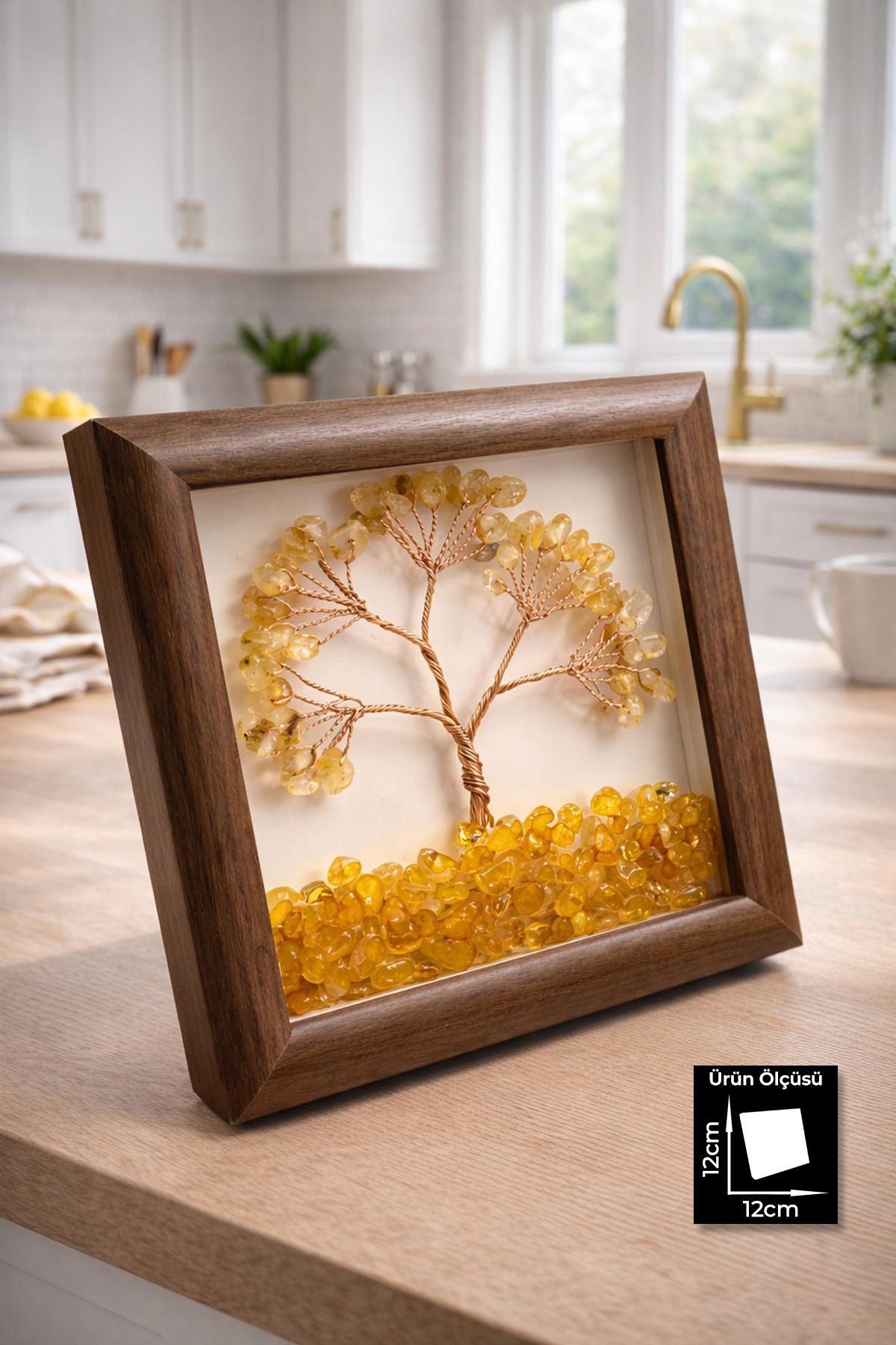 Sitrin Taşı Hayat Ağacı Tablosu 12x12mm