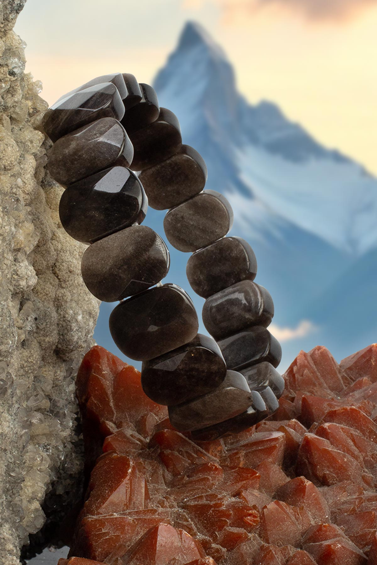 Siver Obsidyen Doğal Taş Parlak Oval Faset Kesim Roleks 11x15mm Bileklik