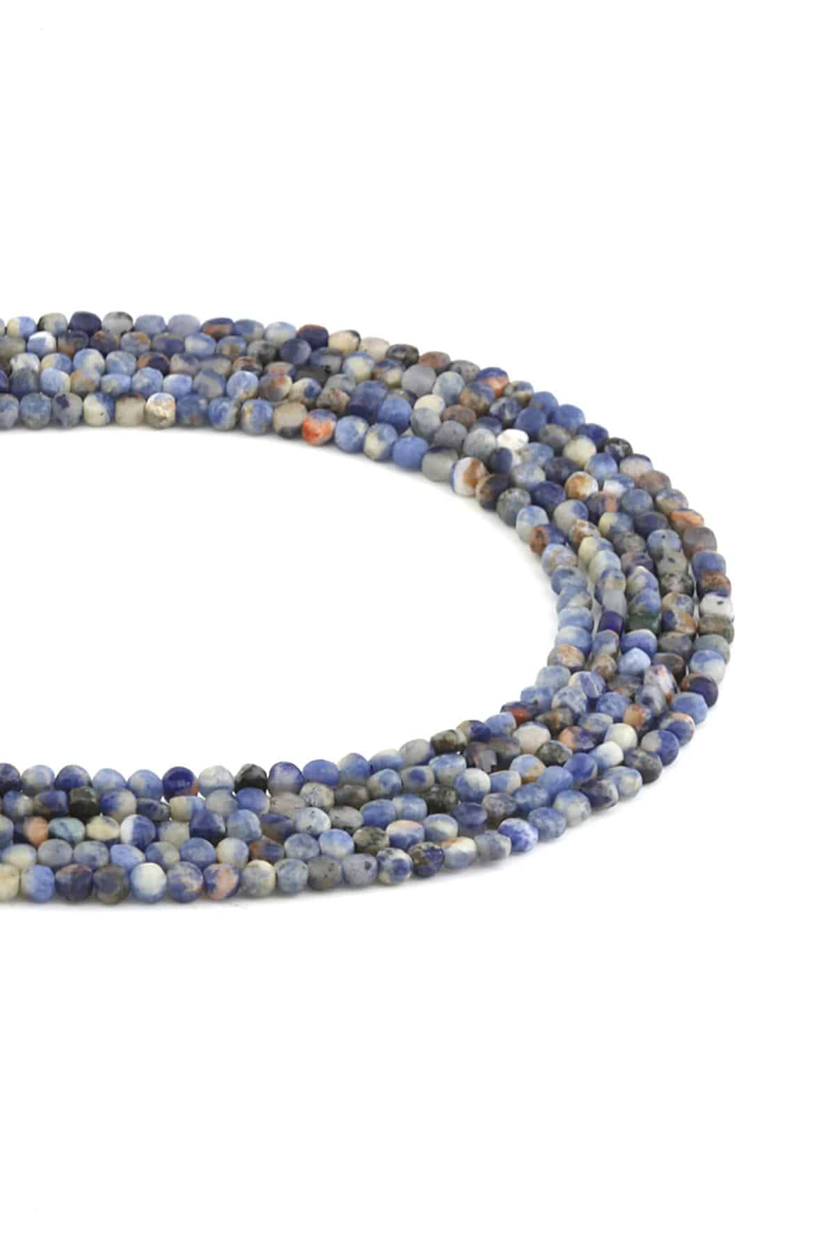Sodalit Doğal Taş Parlak Mavi Daire Kesim 4mm Dizi [AA]