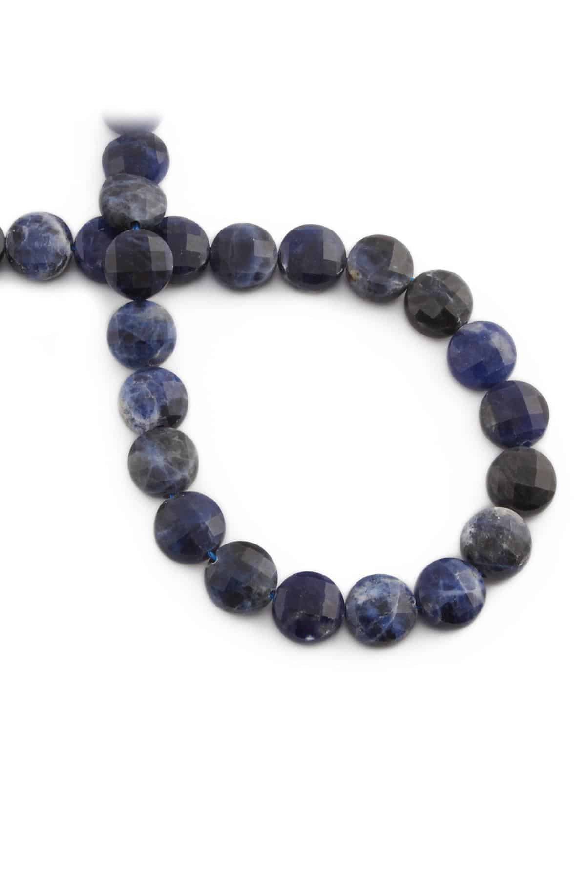 Sodalit Doğal Taş Daire Kristal Kesim 10x7mm Dizi