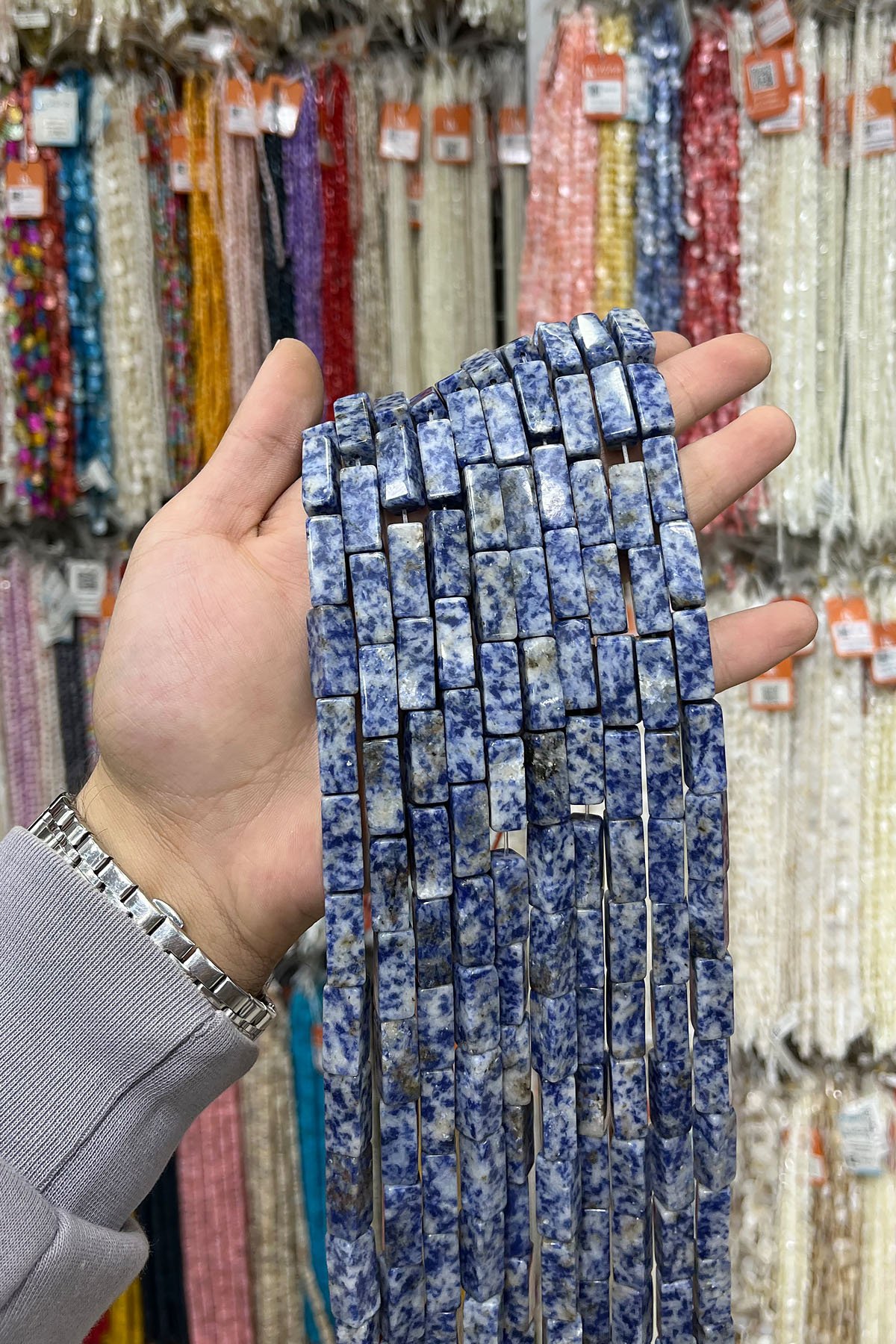 Sodalit Doğal Taş Dikdörtgen Kesim 8x20mm Dizi