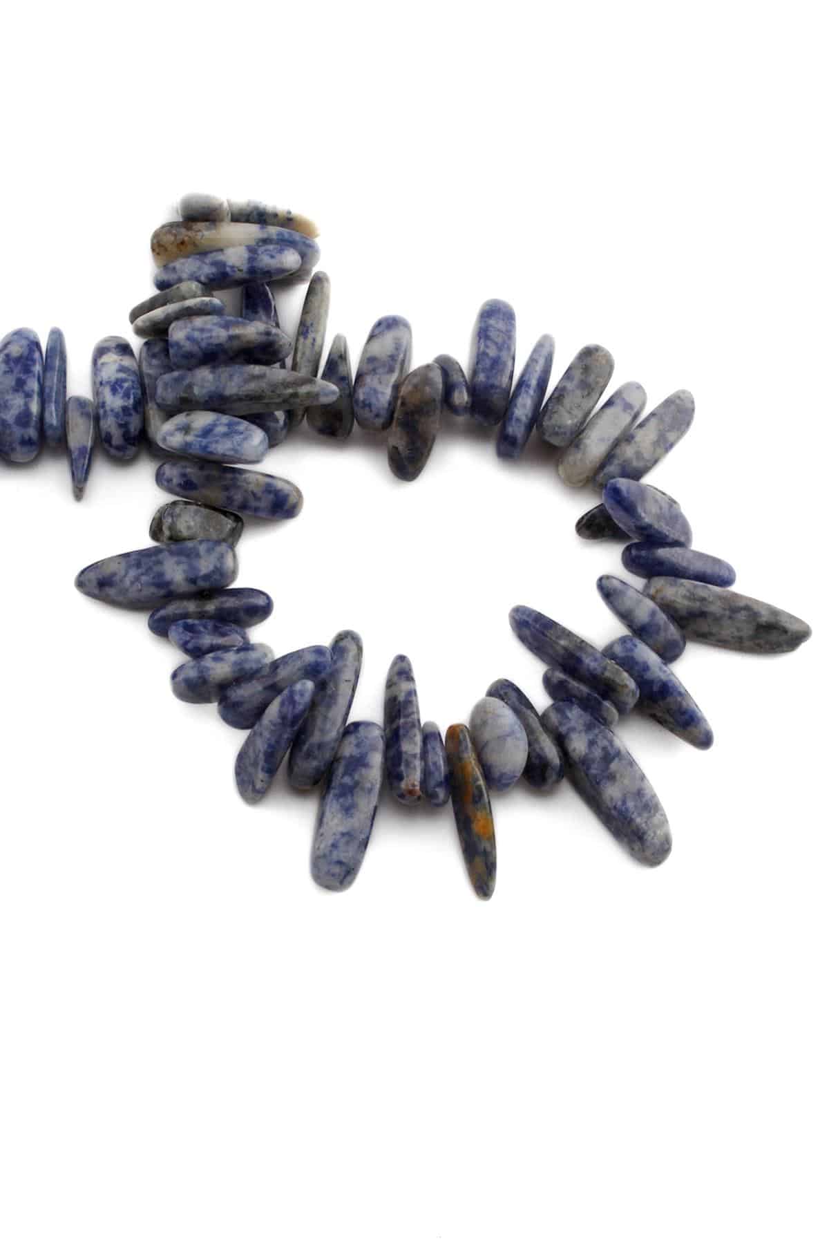 Sodalit Doğal Taş Parlak Açık Mavi Diş Kesim 18x6mm Dizi [AA]