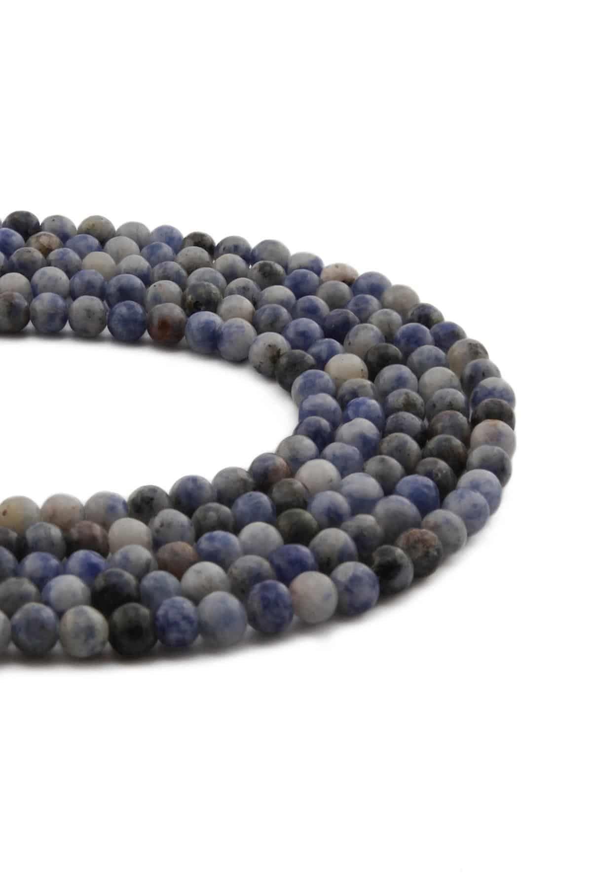 Sodalit Taşı Parlak Benekli Mavi Küre Kesim 4mm Dizi [AB]