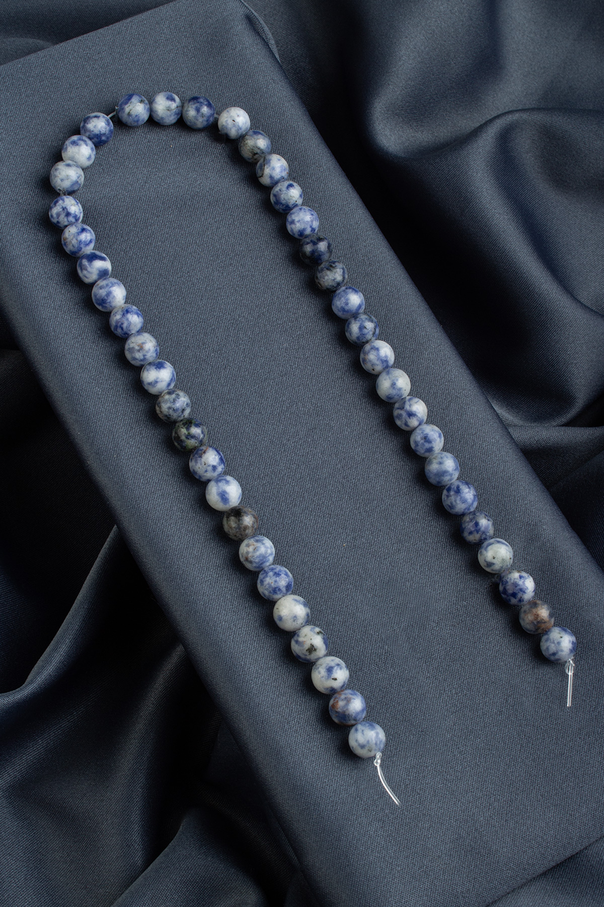 Sodalit Doğal Taş Parlak Benekli Mavi Küre Kesim 8mm Dizi [Ab]