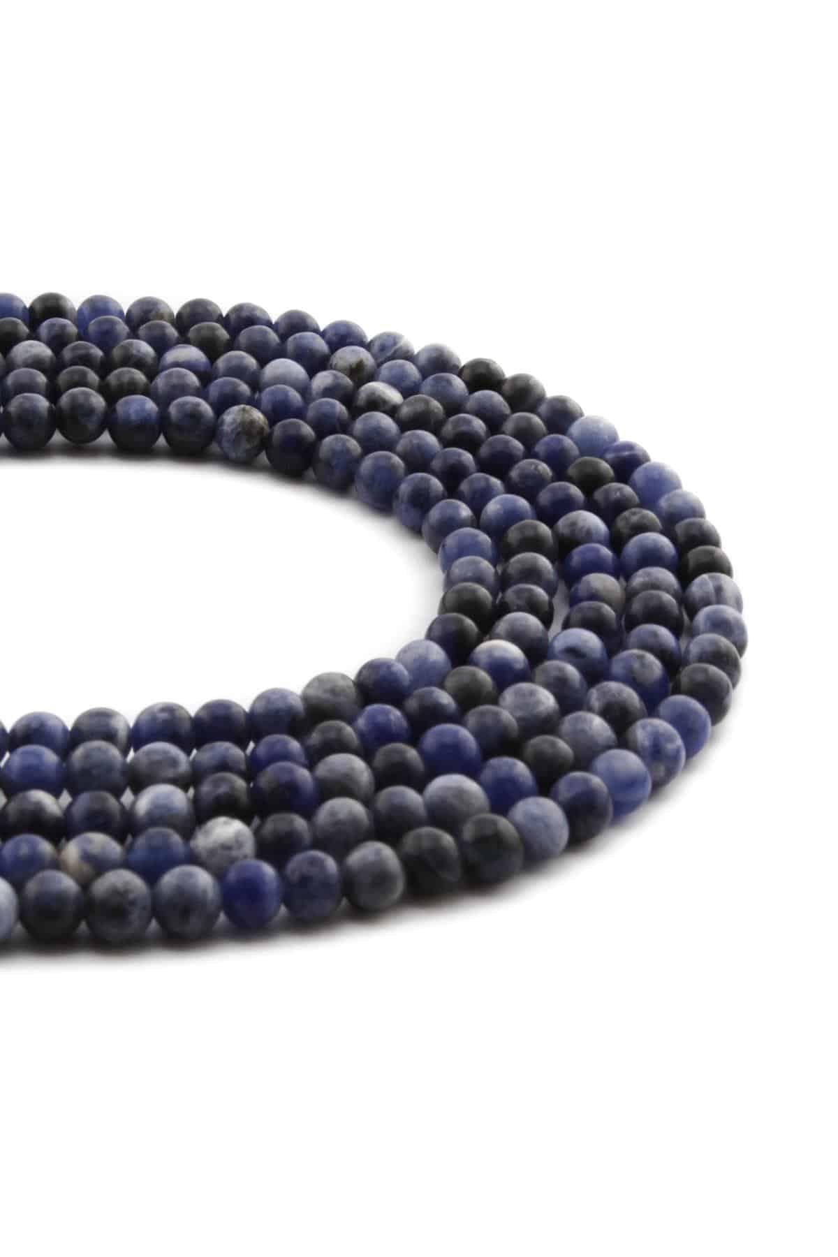 Sodalit Doğal Taş Parlak Küre Kesim 4mm Dizi [AA]