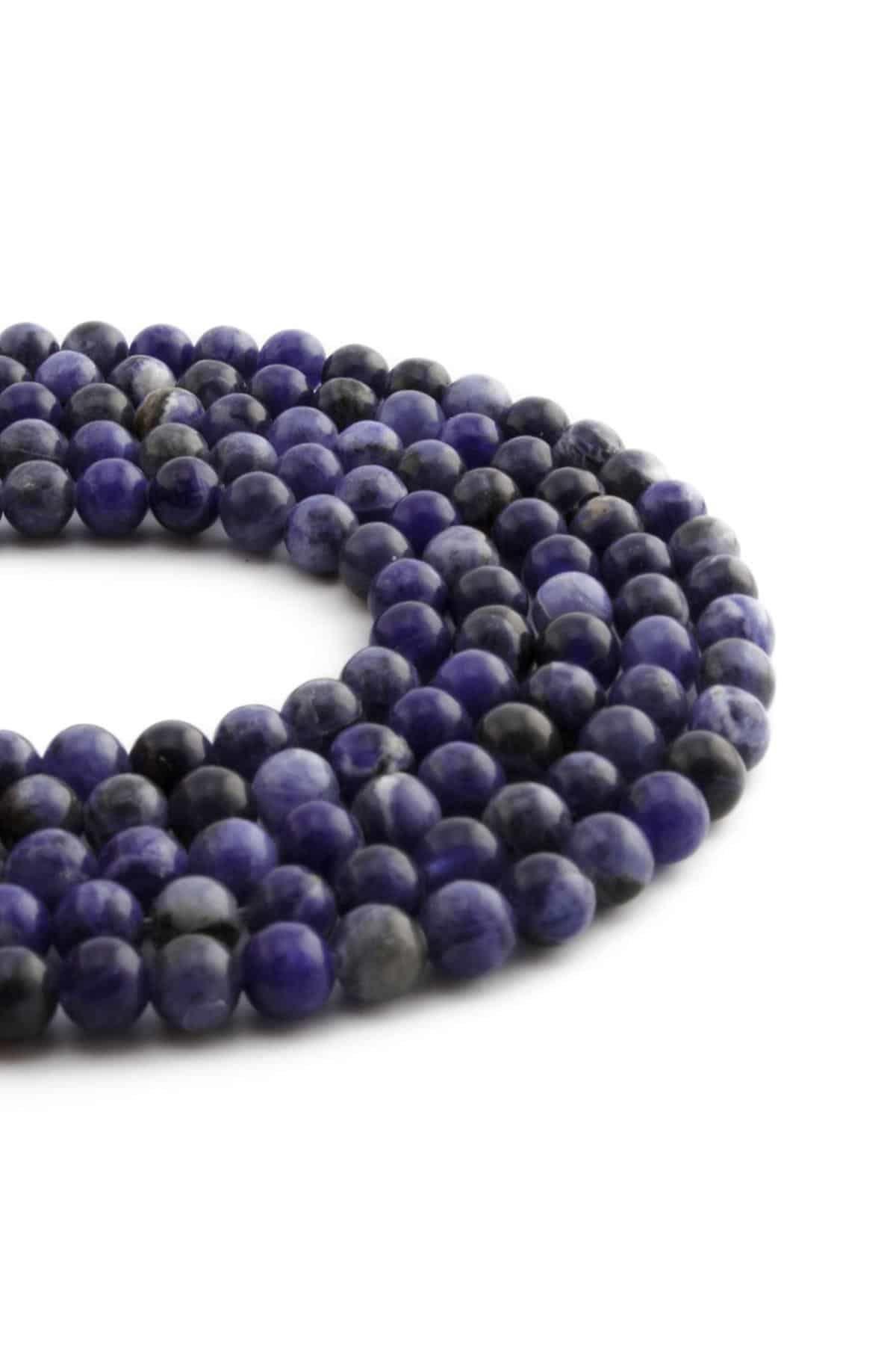 Sodalit Taşı Parlak Küre Kesim 6mm Dizi