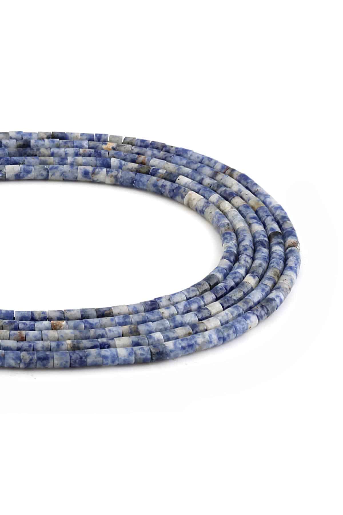 Sodalit Doğal Taş Parlak Silindir Kesim 4x4mm Dizi [AA]