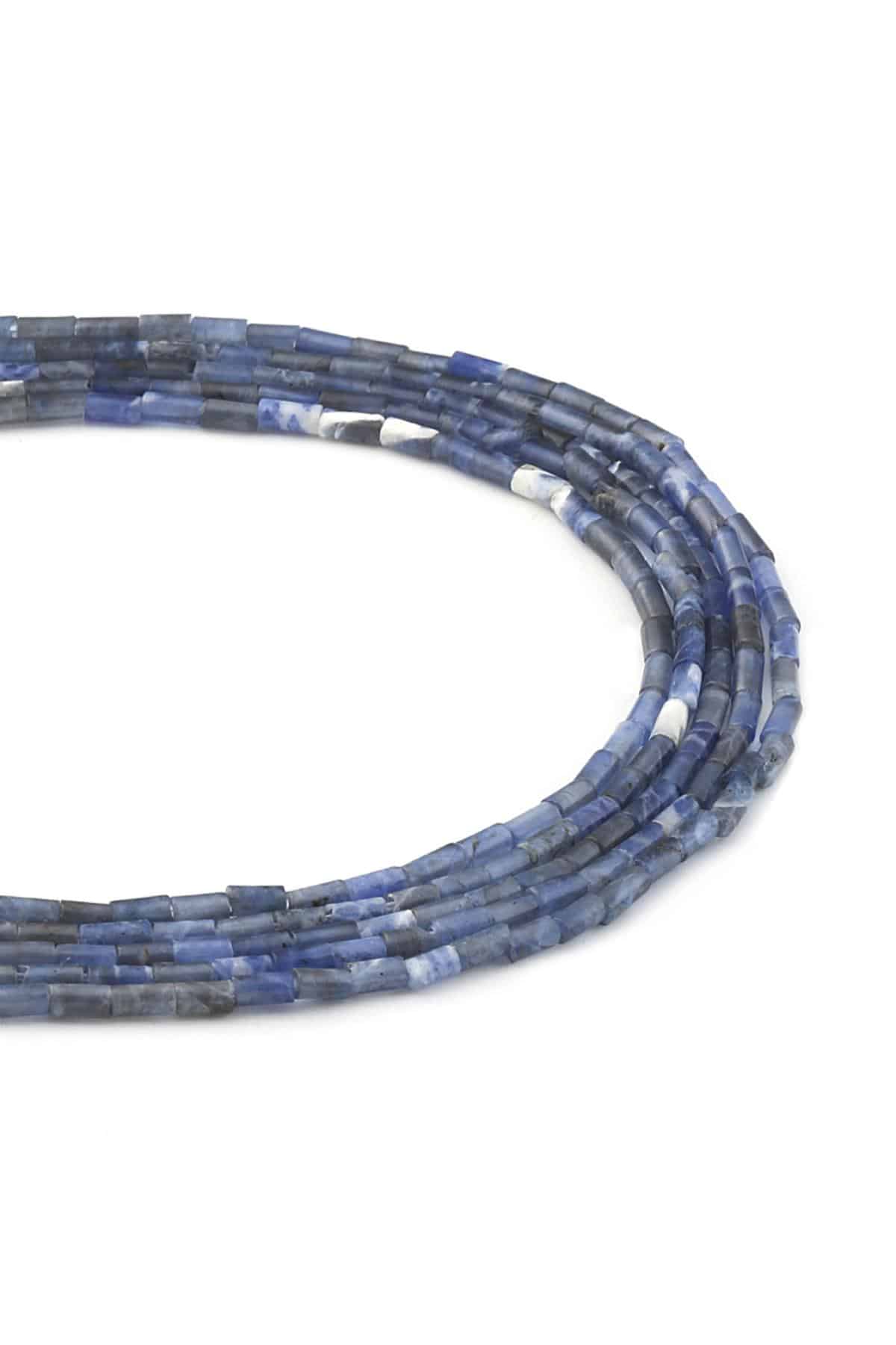 Sodalit Doğal Taş Parlak Silindir Kesim 2x4mm Dizi [AA]