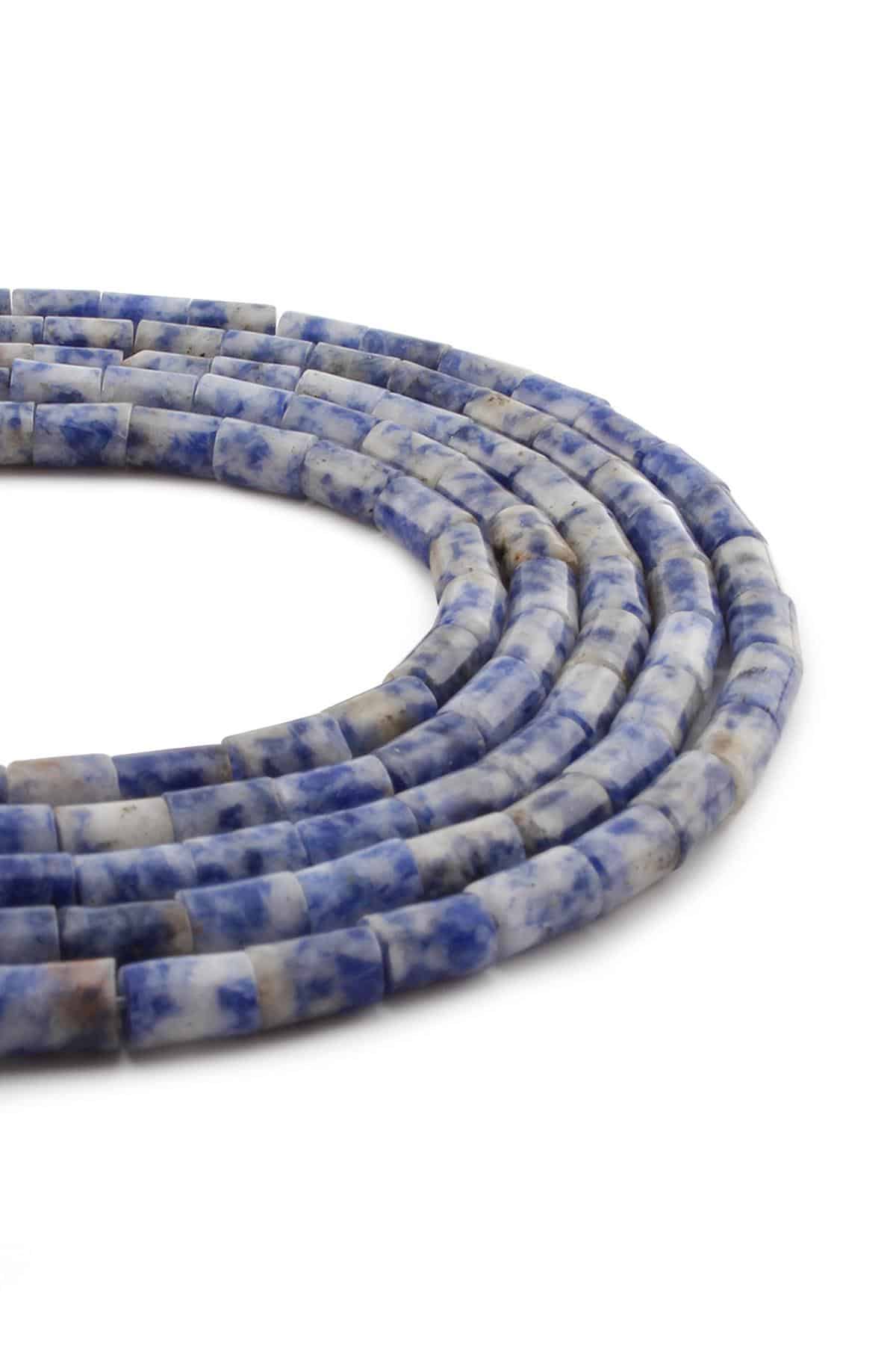 Sodalit Doğal Taş Parlak Silindir Kesim 5x8mm Dizi [AA]