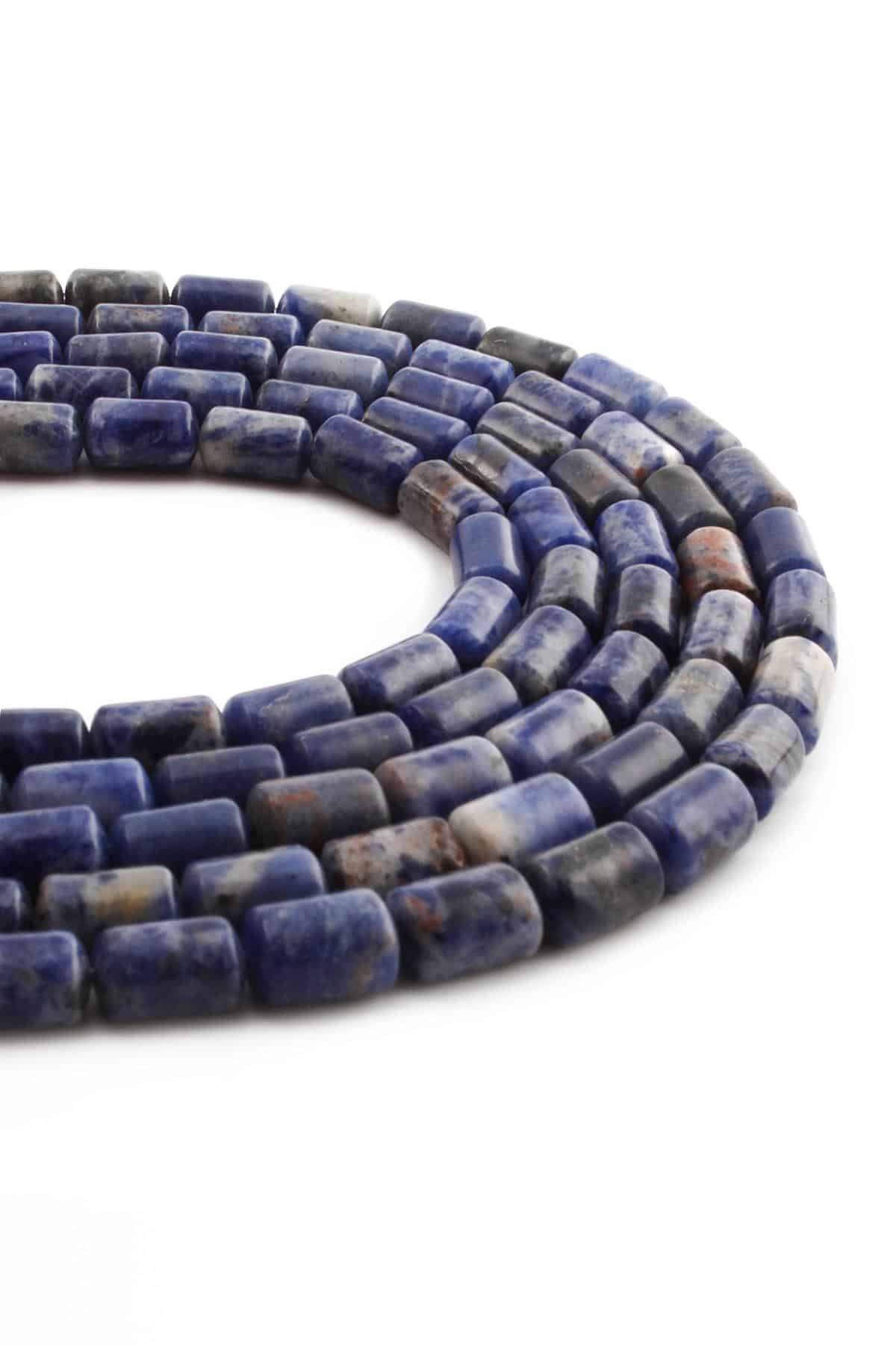 Sodalit Doğal Taş Parlak Silindir Kesim 6x10mm Dizi [AA]