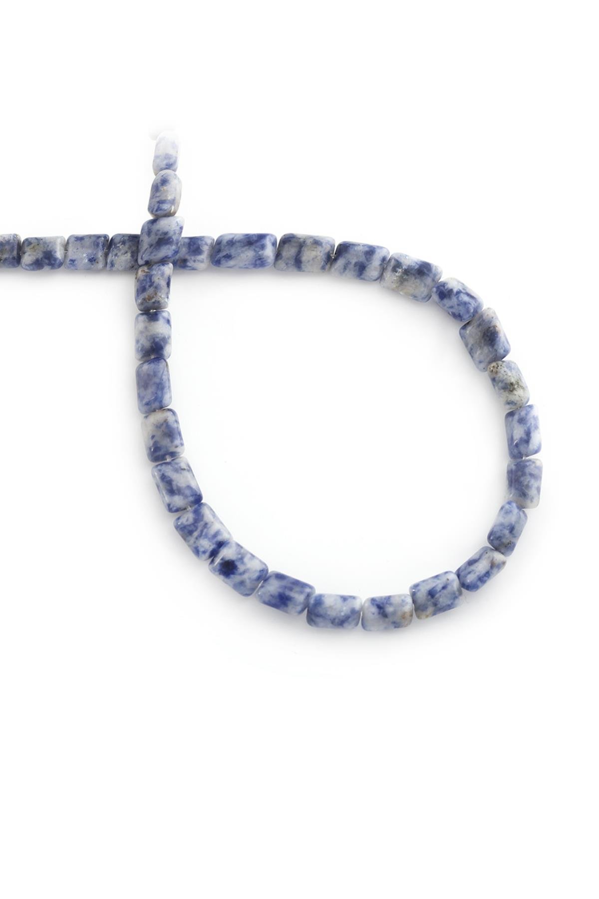 Sodalit Doğal Taş Parlak Açık Mavi Yassı Dikdörtgen Kesim 6x8mm Dizi [AA]