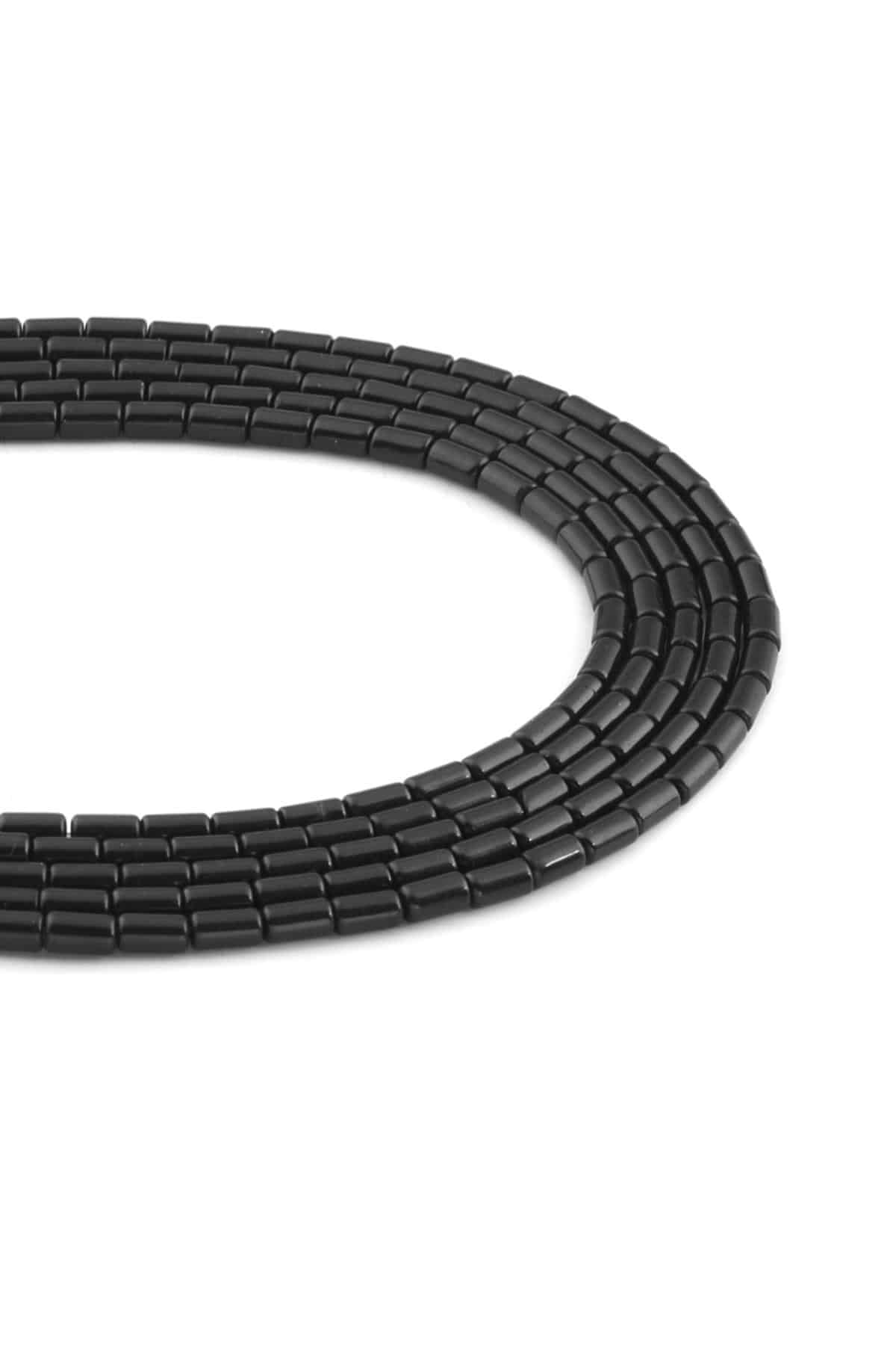 Shungit Doğal Taş Parlak Silindir Kesim 3x6mm Dizi [AA]