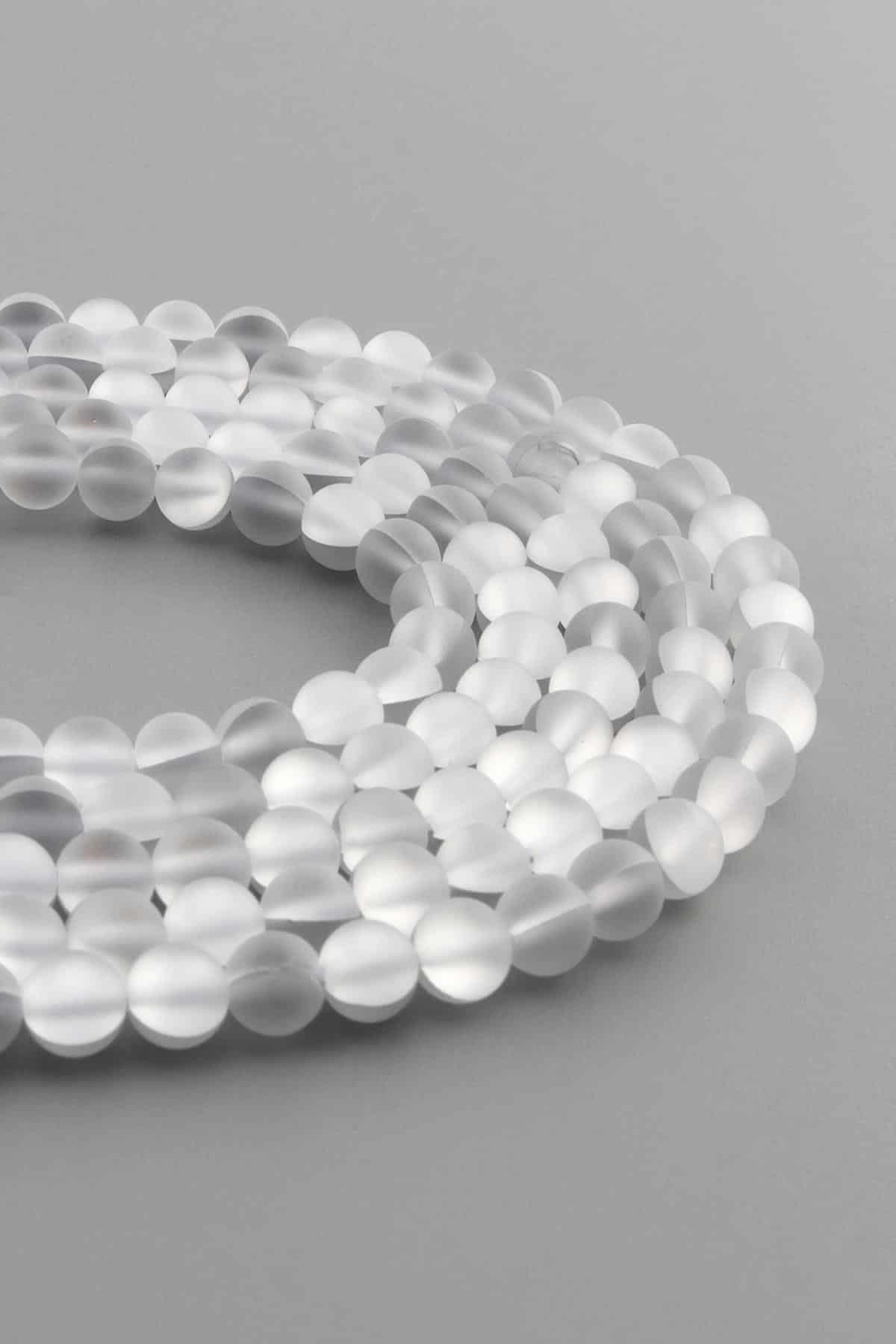 Thermal Quartz Natural Matte White Globe Cut Stone 6mm String Of Beads
