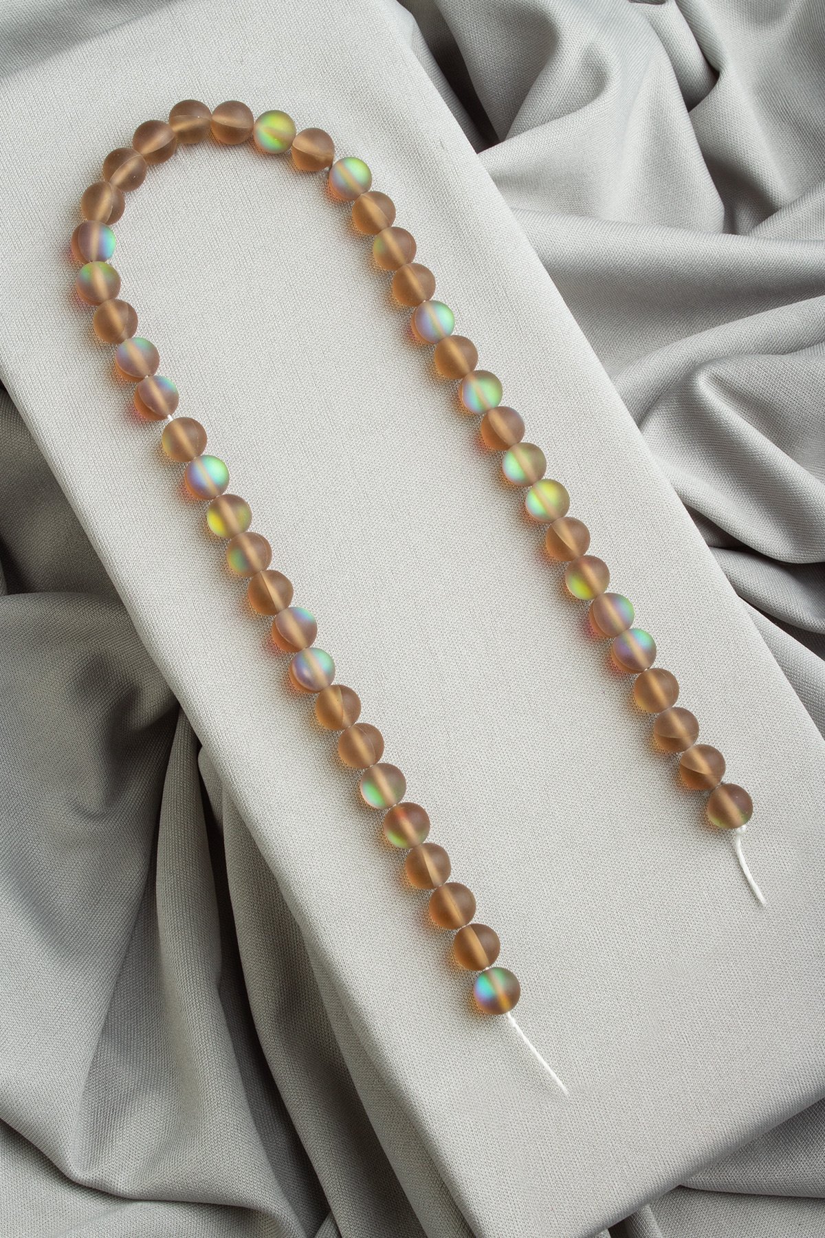 Thermal Quartz Natural Stone Matte Brown Globe Cut 8mm String Of Beads
