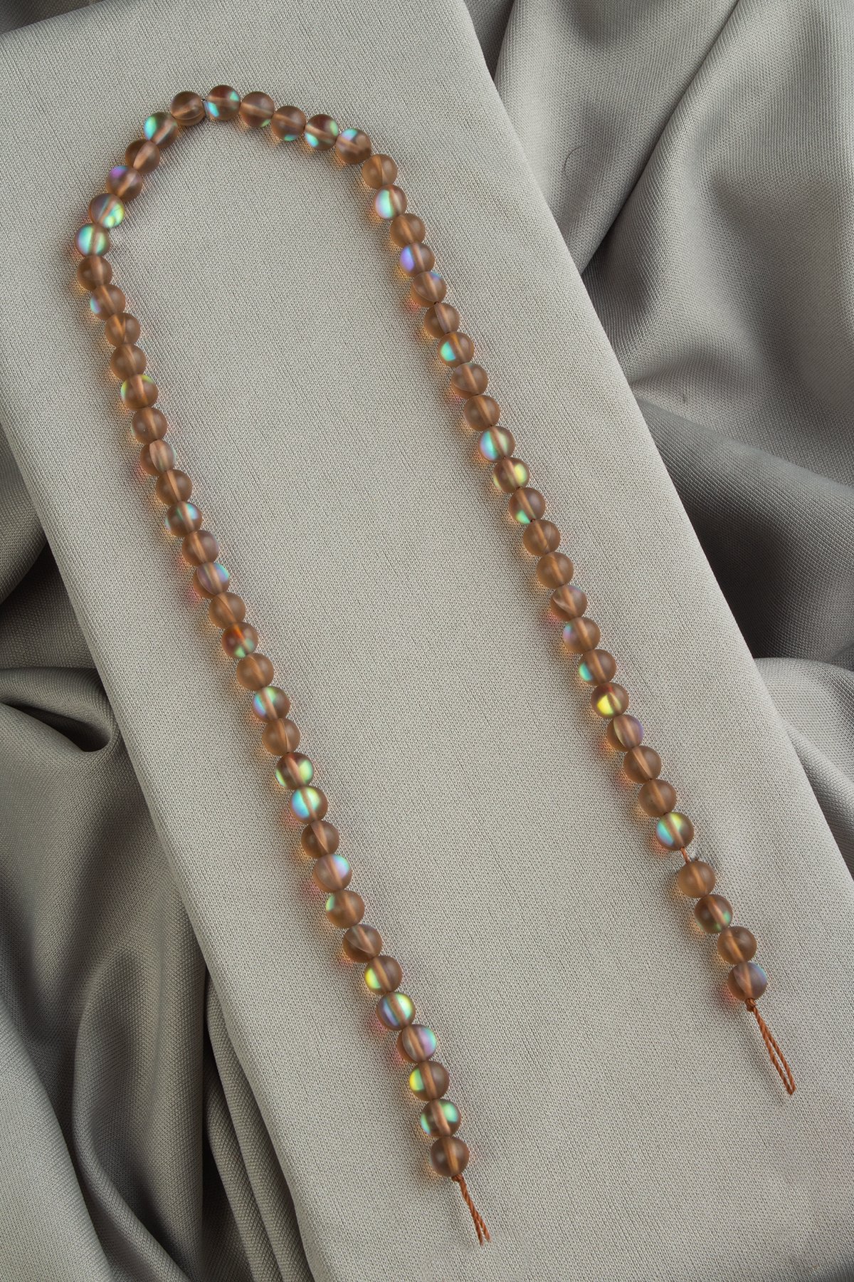 Thermal Quartz Natural Stone Matte Brown Globe Cut 6mm String Of Beads