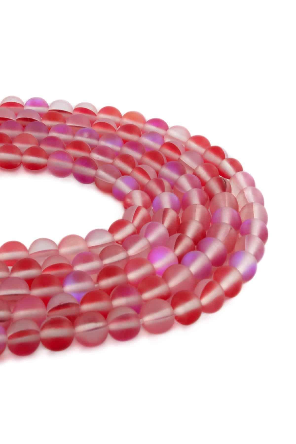 Thermal Quartz Natural Stone Matte Red Globe Cut 6mm String Of Beads